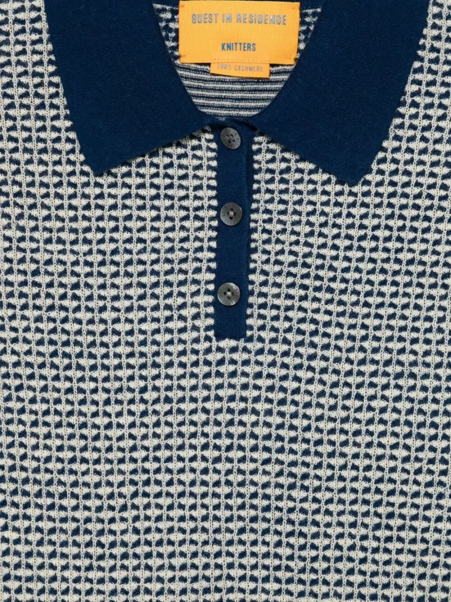 Guest In Residence Cashmere Waffle-Knit Polo Jumper