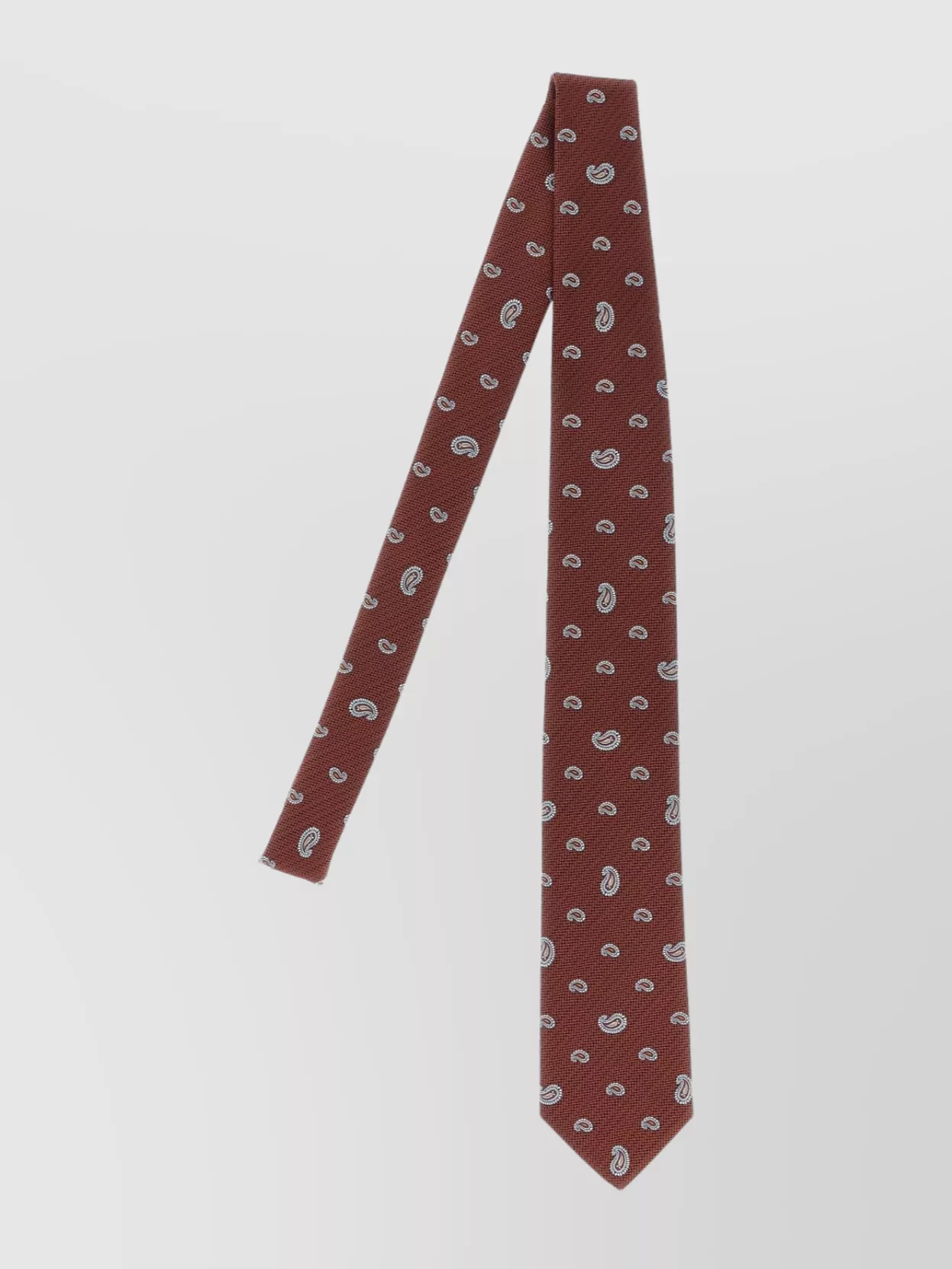 Brioni Slim Paisley Jacquard Tie In Textured Fabric In Brown