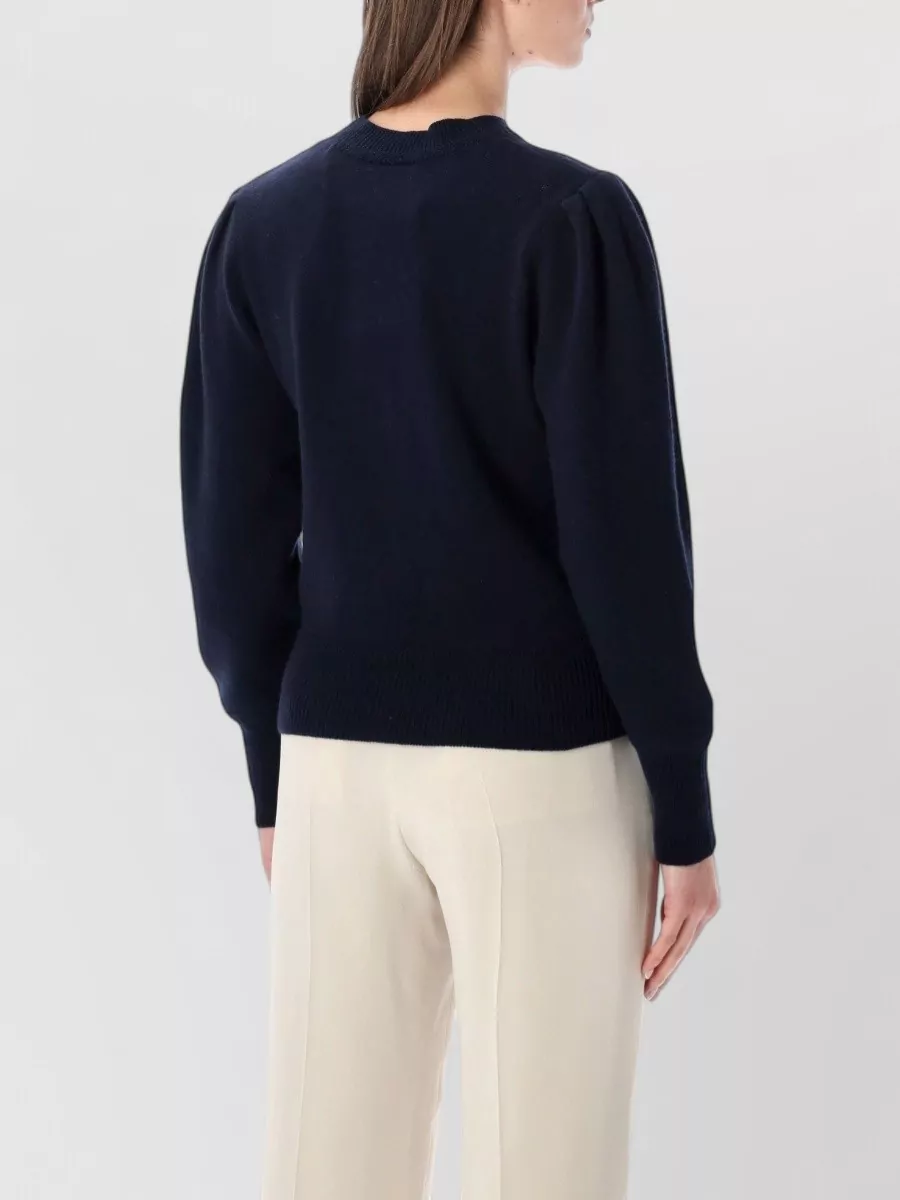 Isabel Marant Etoile Wool Blend Ribbed Crew Neck Long Sleeve Sweatshirt