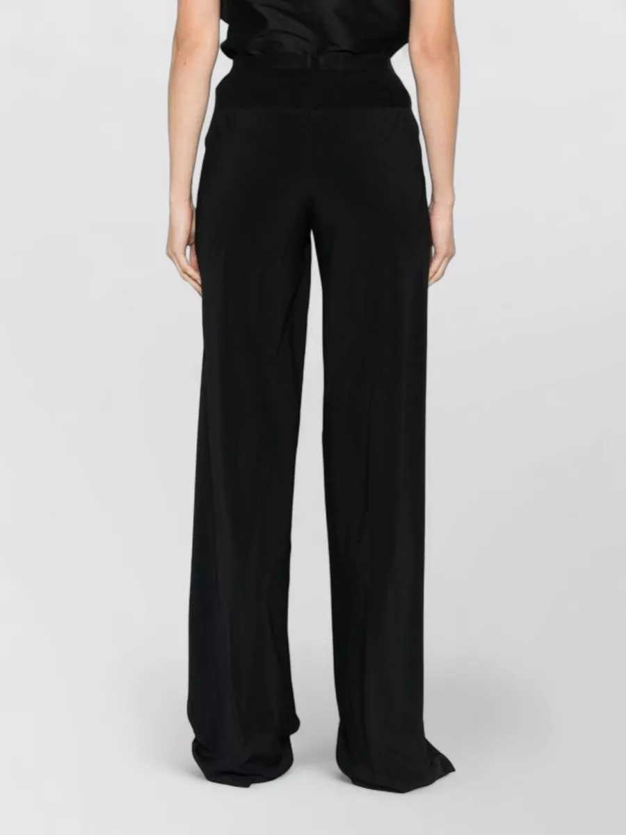 Rick Owens Silk Blend Trousers Wide Leg Seams