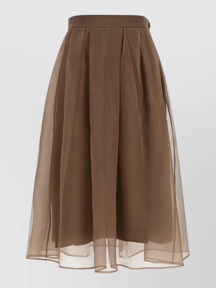 Brunello Cucinelli silk pleated midi skirt