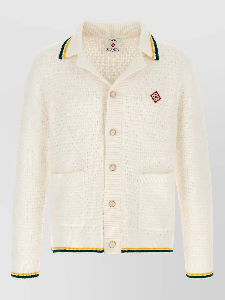 Casablanca cotton waffle-knit embroidered lightweight jacket