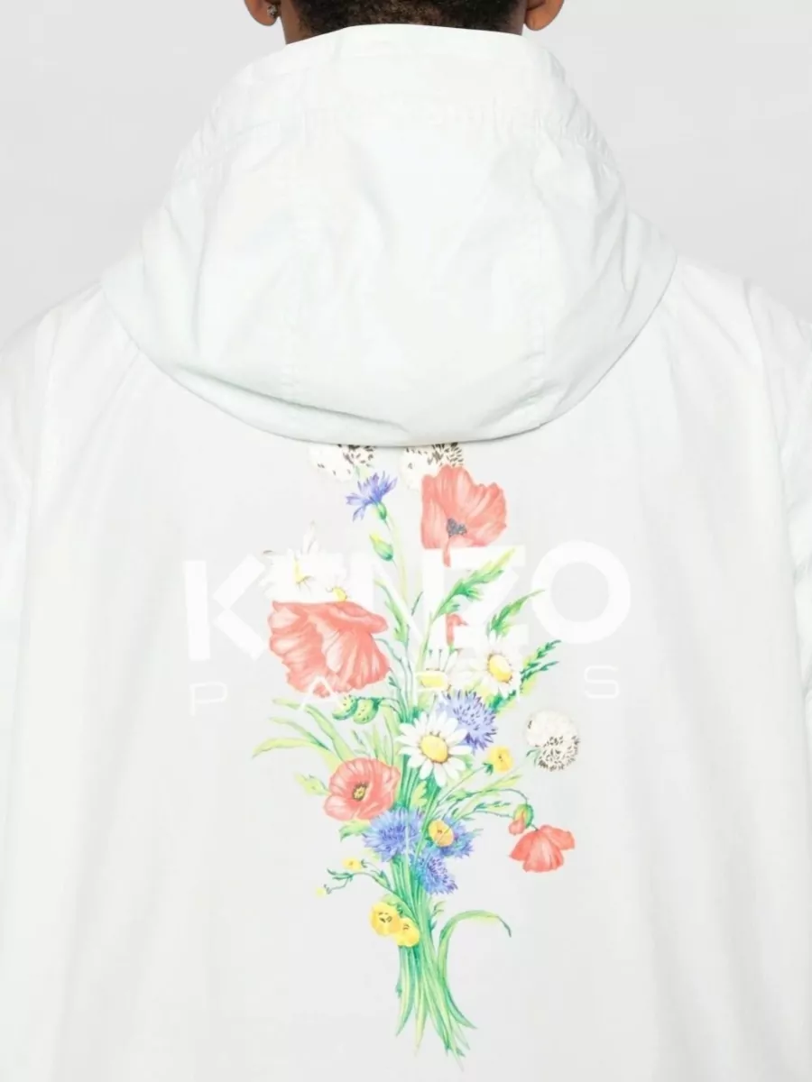 Kenzo Floral-Print Hooded Raincoat