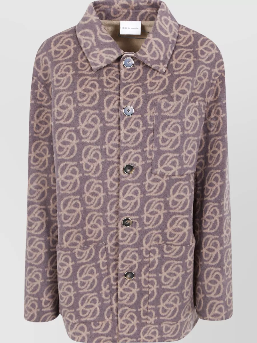 Drôle De Monsieur wool single-breasted shirt jacket