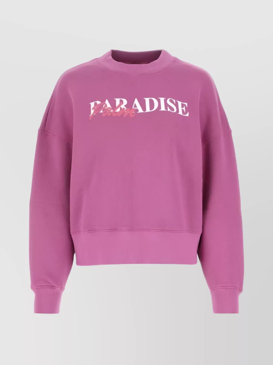 Shop Palm Angels Paradise Palm Graphic Sweatshirt In Purple
