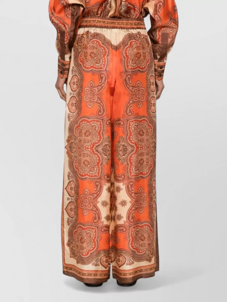 Zimmermann Silk Paisley-Print Relaxed-Fit Wide-Leg Trousers