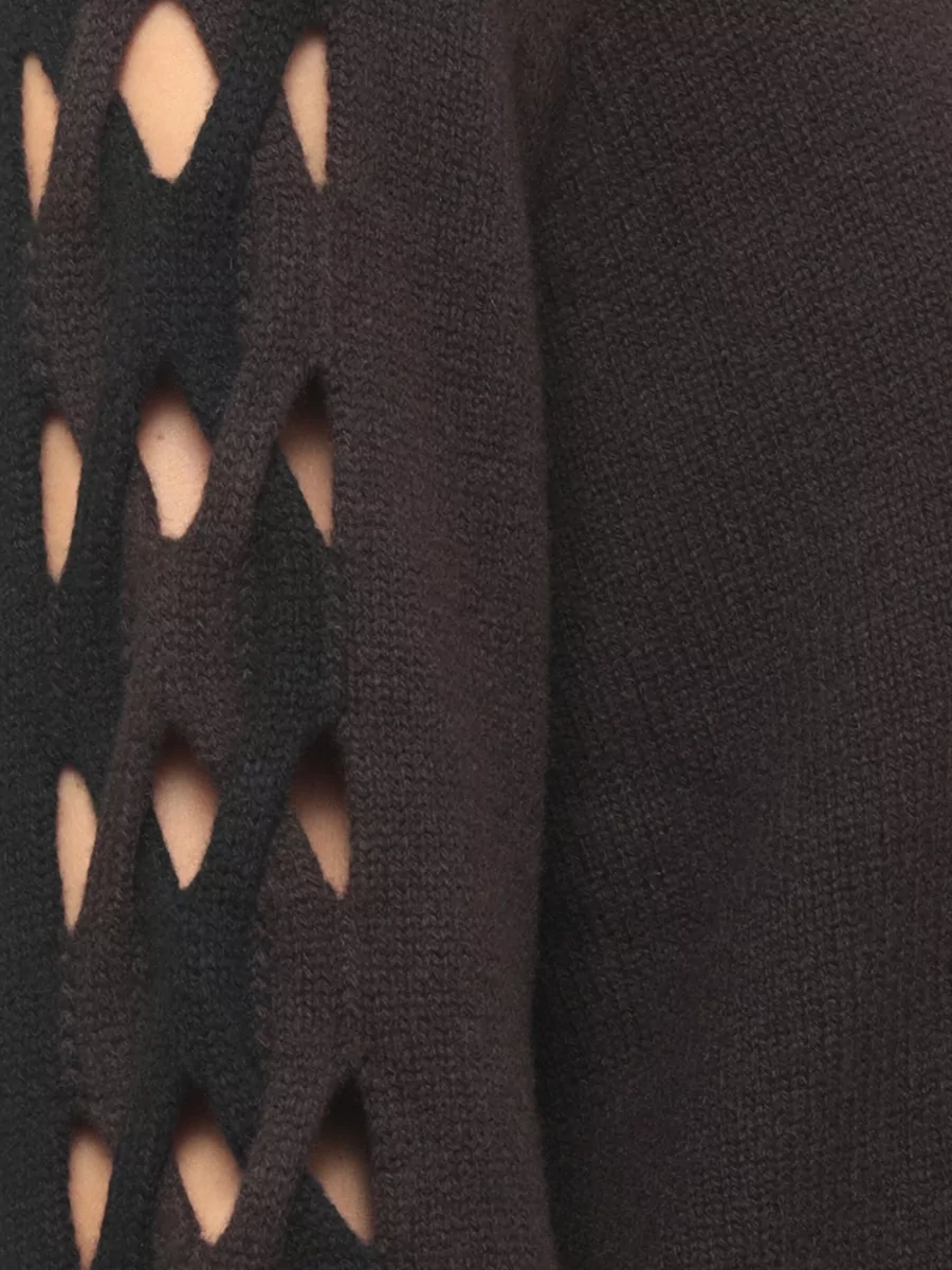 D.exterior Wool Cashmere High Neck Long Sleeve Ribbed Sweatshirt