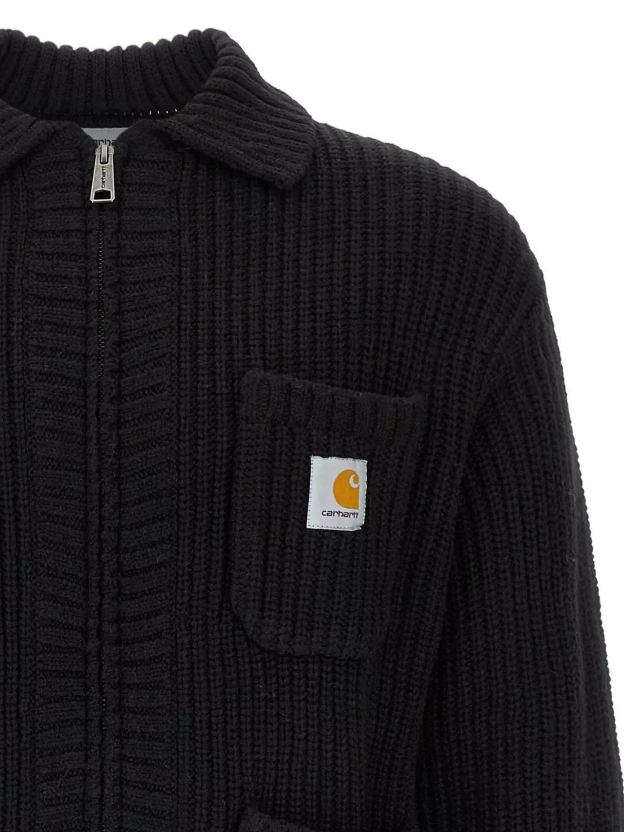 Carhartt Knit Jacket With Chest And Front Pockets In Black