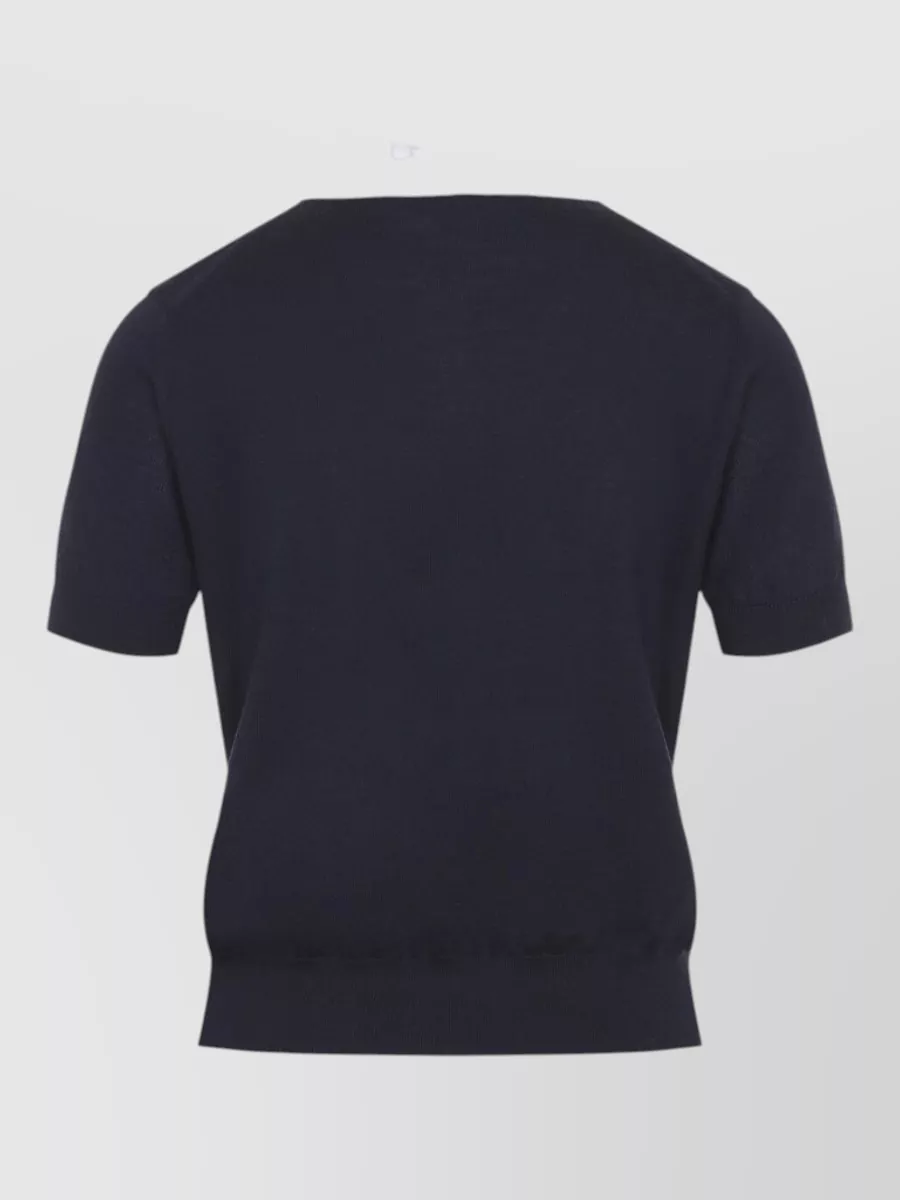 Celine Cashmere Silk Ribbed Polo Knit Top
