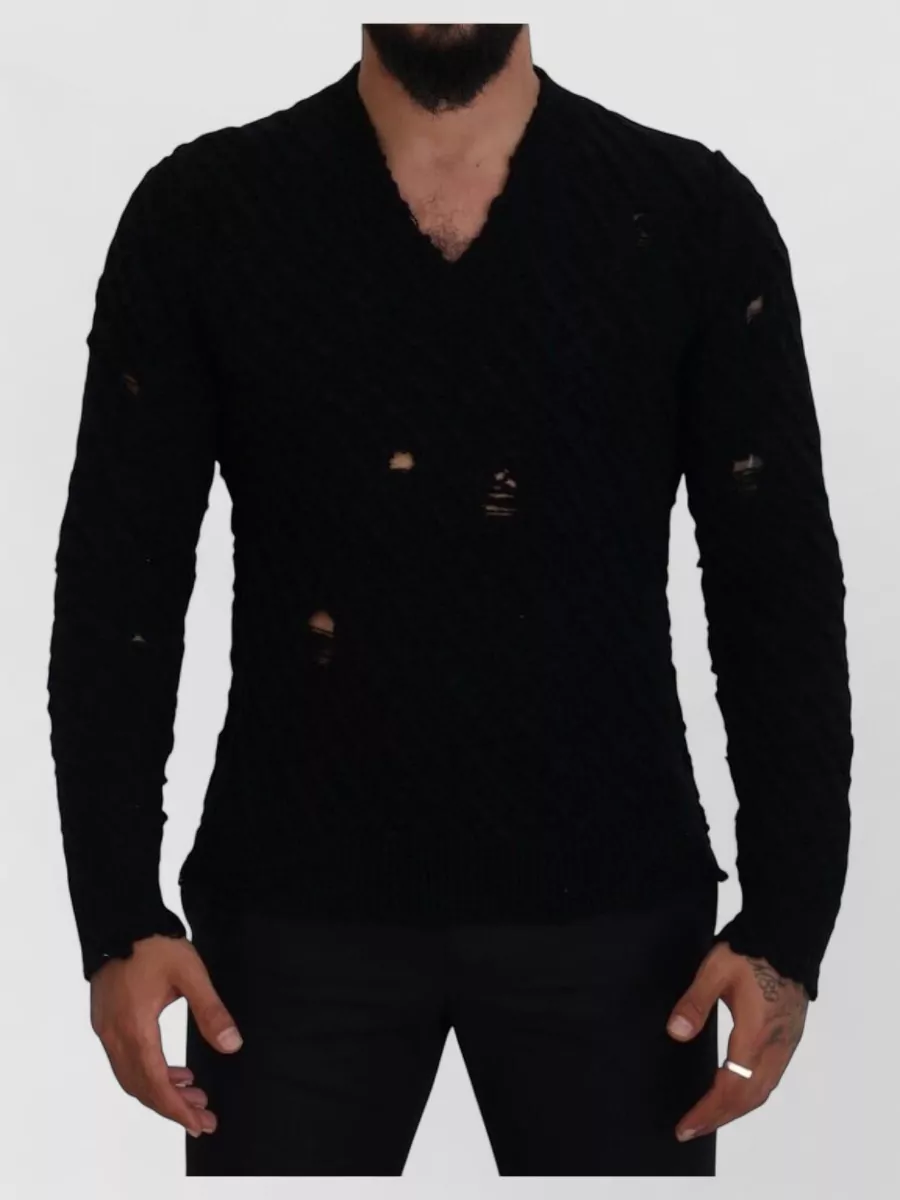 Dolce&Gabbana Distressed v-neck wool jumper