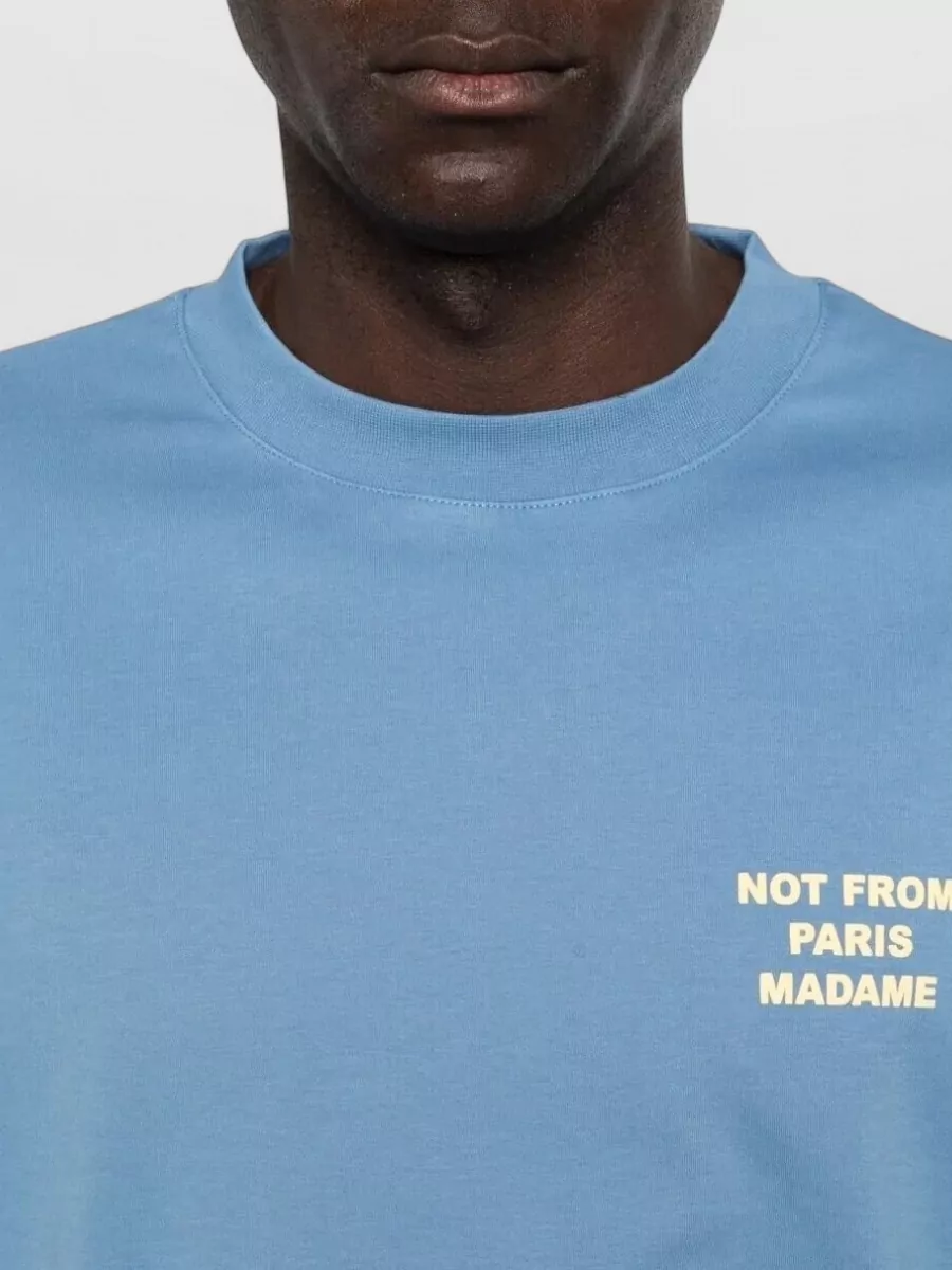 Drôle De Monsieur Slogan Text Graphic Print Crew Neck T Shirt