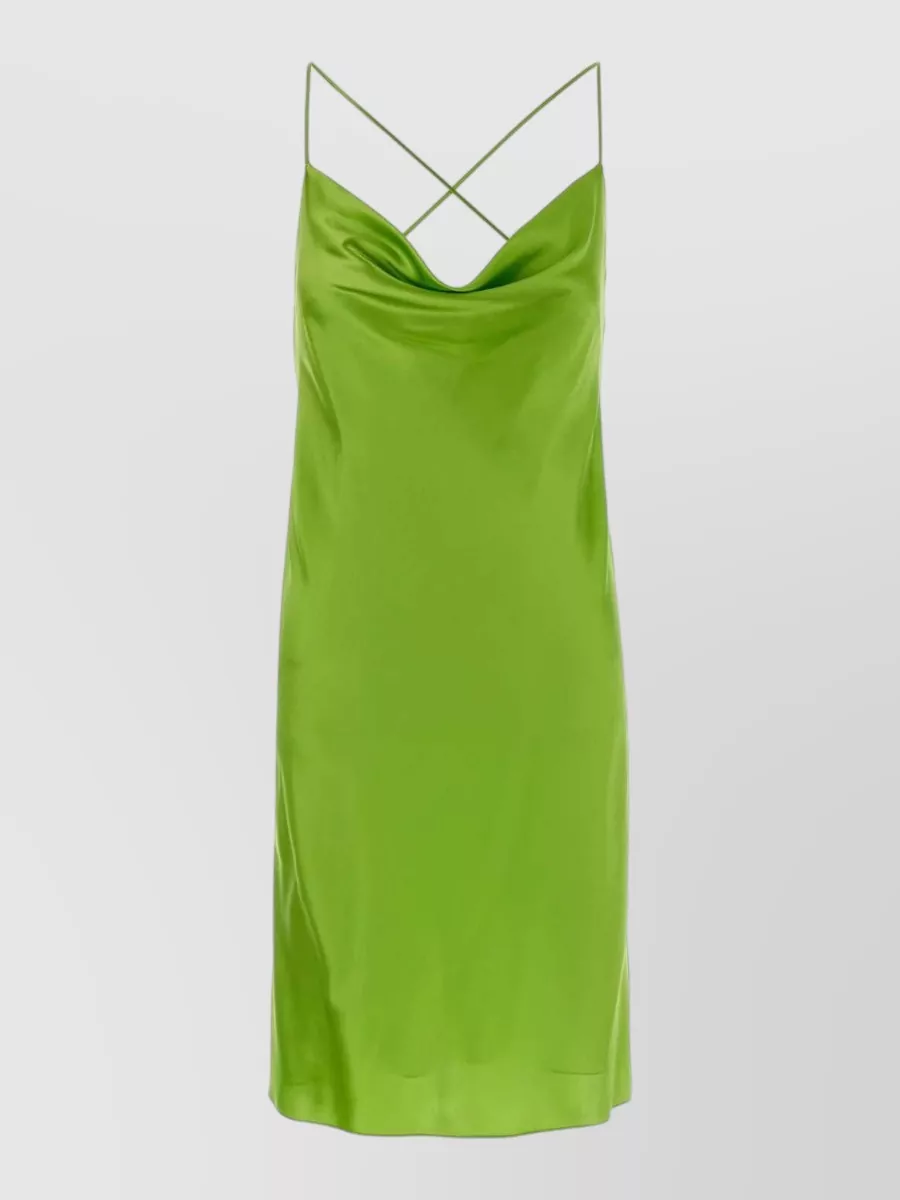 Saint Laurent silk draped cowl-neck backless mini dress