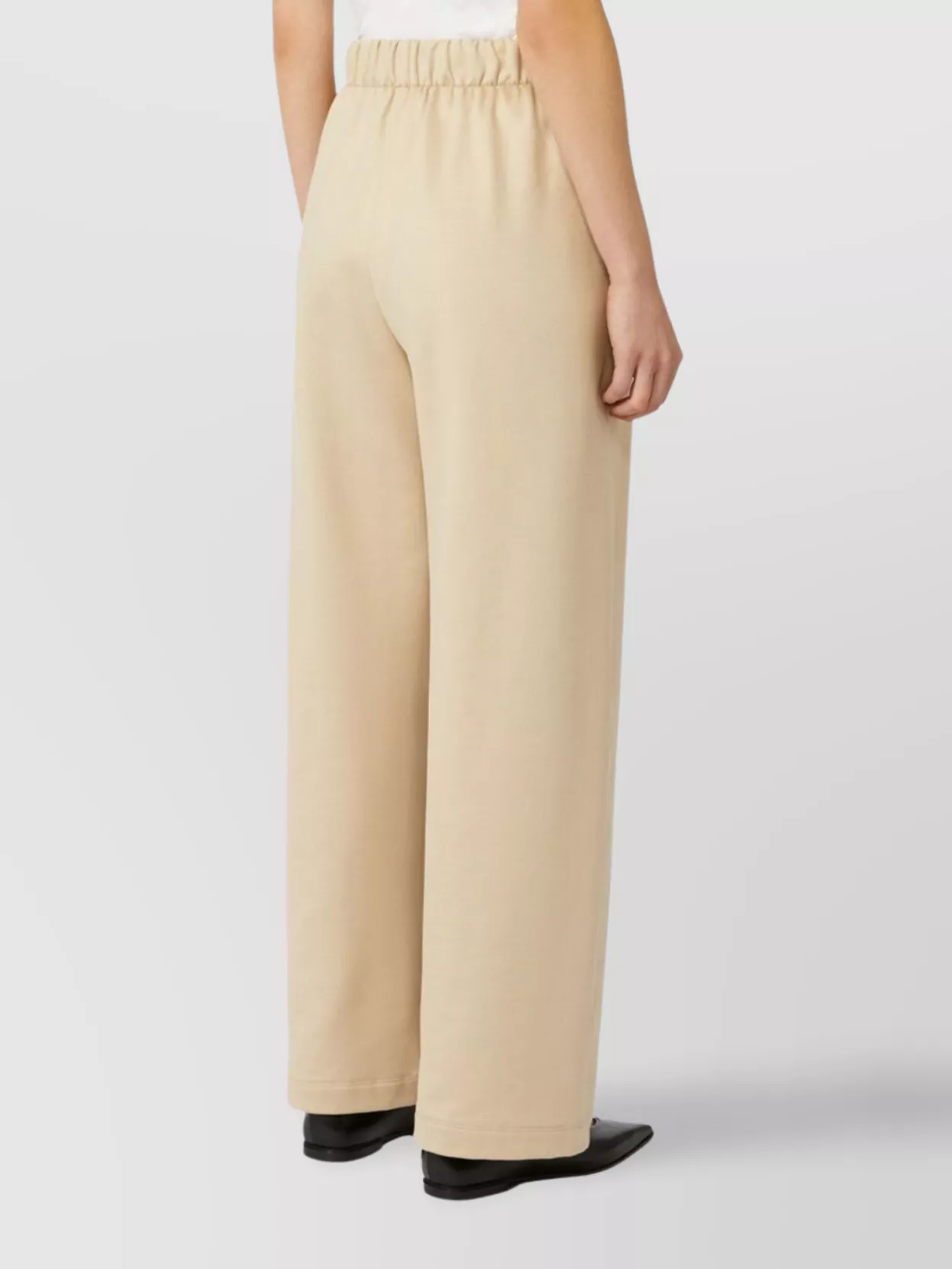 Max Mara Silk And Cotton Fleece Wide Leg Trousers In White