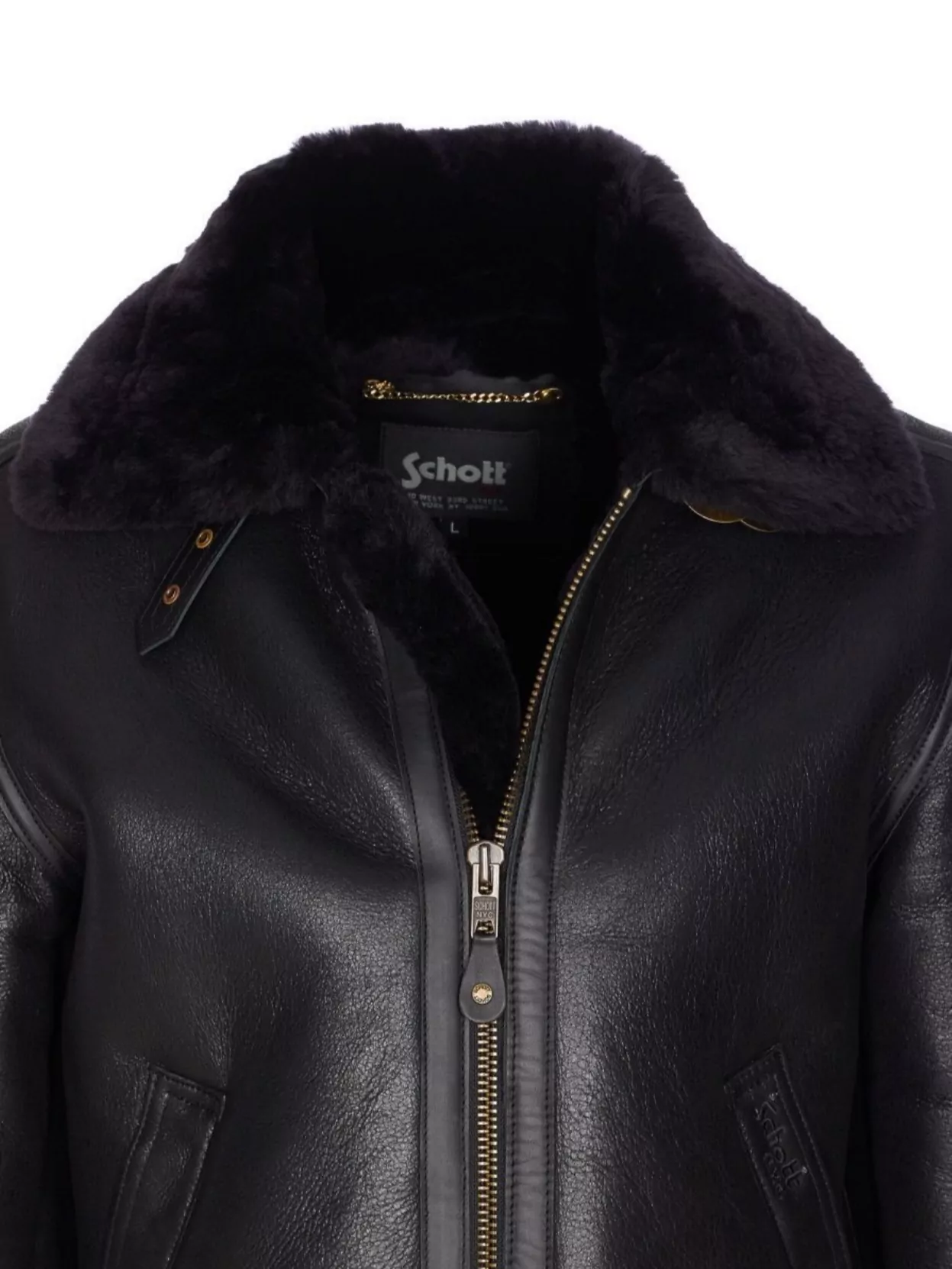 Schott Long Sleeve Shearling Leather Jacket