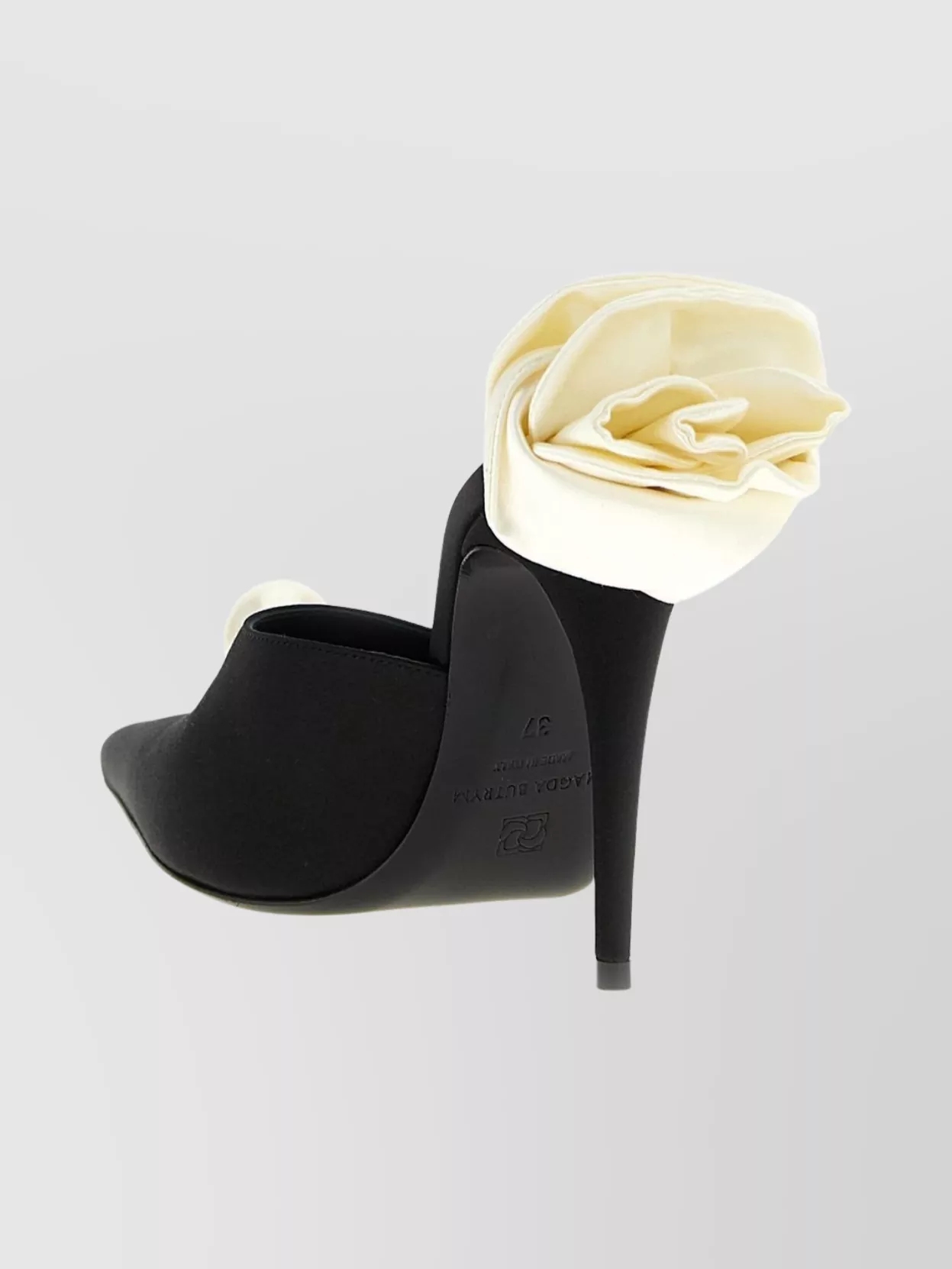 Magda Butrym Pearl Embellished Floral Pointed Toe Mules In Black
