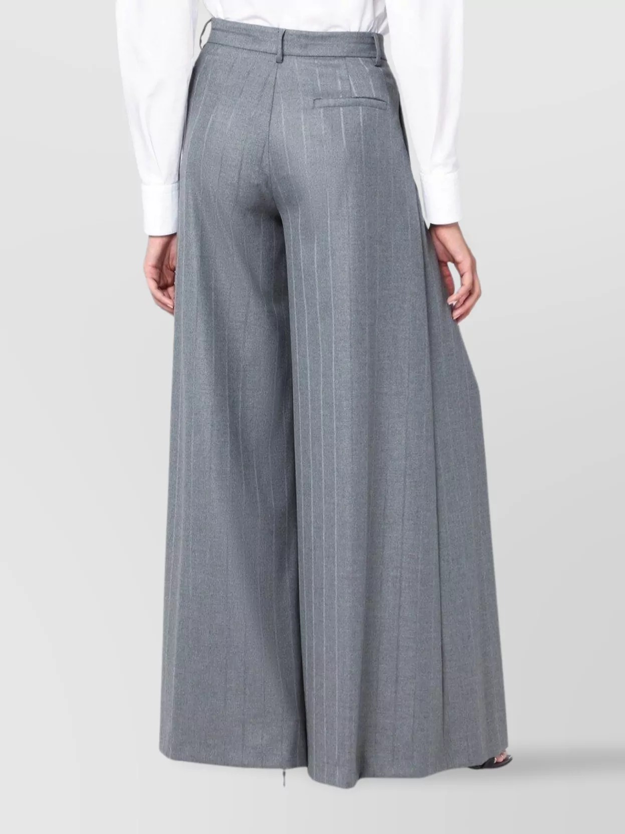 The Andamane Wide-leg Trousers Featuring Pinstripe Pattern In Gray