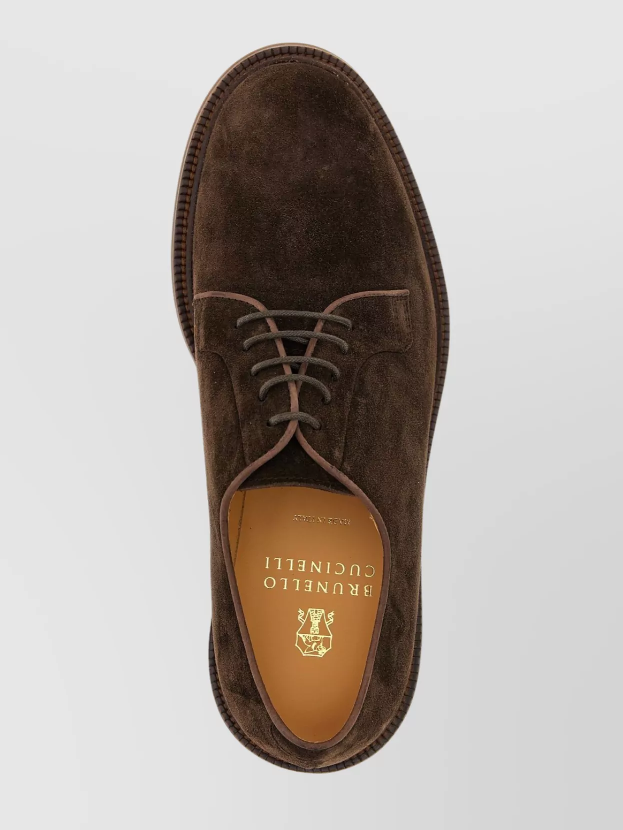 Brunello Cucinelli Classic Brown Suede Derby Shoes In Green