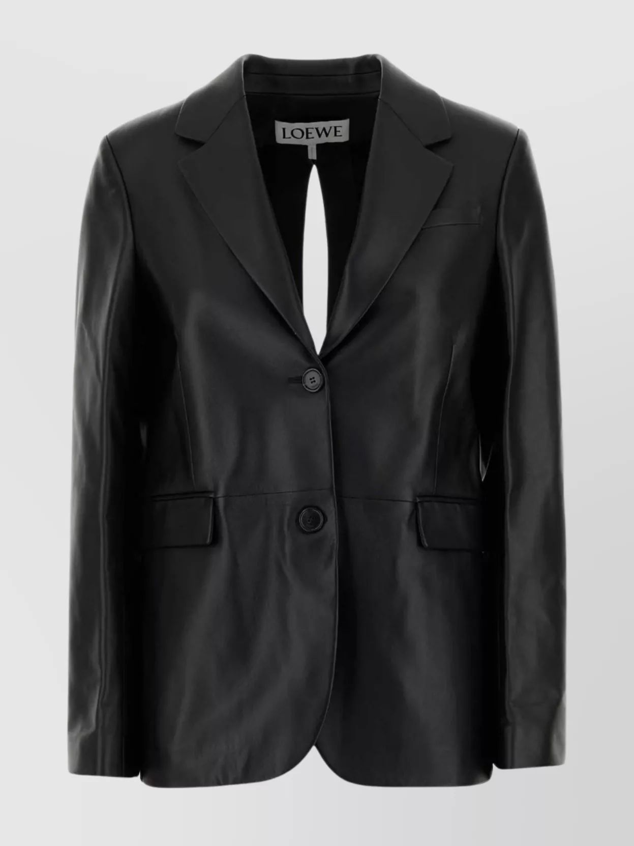 Loewe Leather Blazer With Notch Lapel And Tie Detail In Black