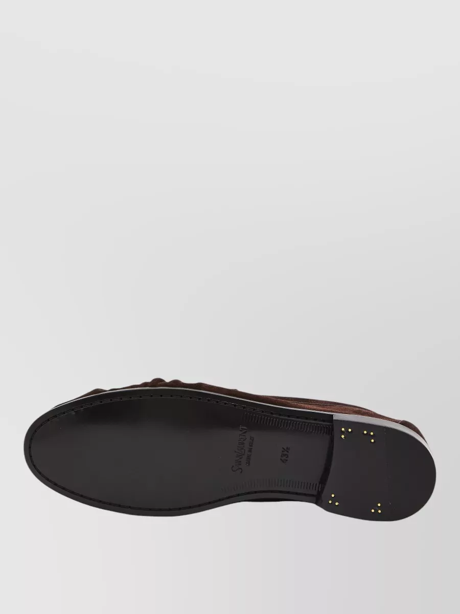 Saint Laurent Suede Loafer Round Toe Braided Detail