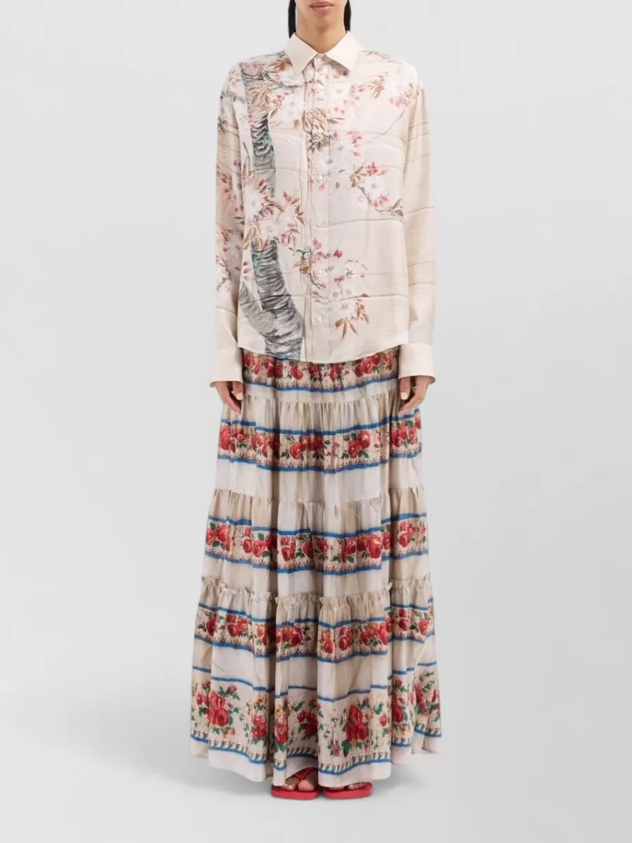 Pierre Louise Mascia Silk Floral-Print Relaxed-Fit Long-Sleeve Shirt