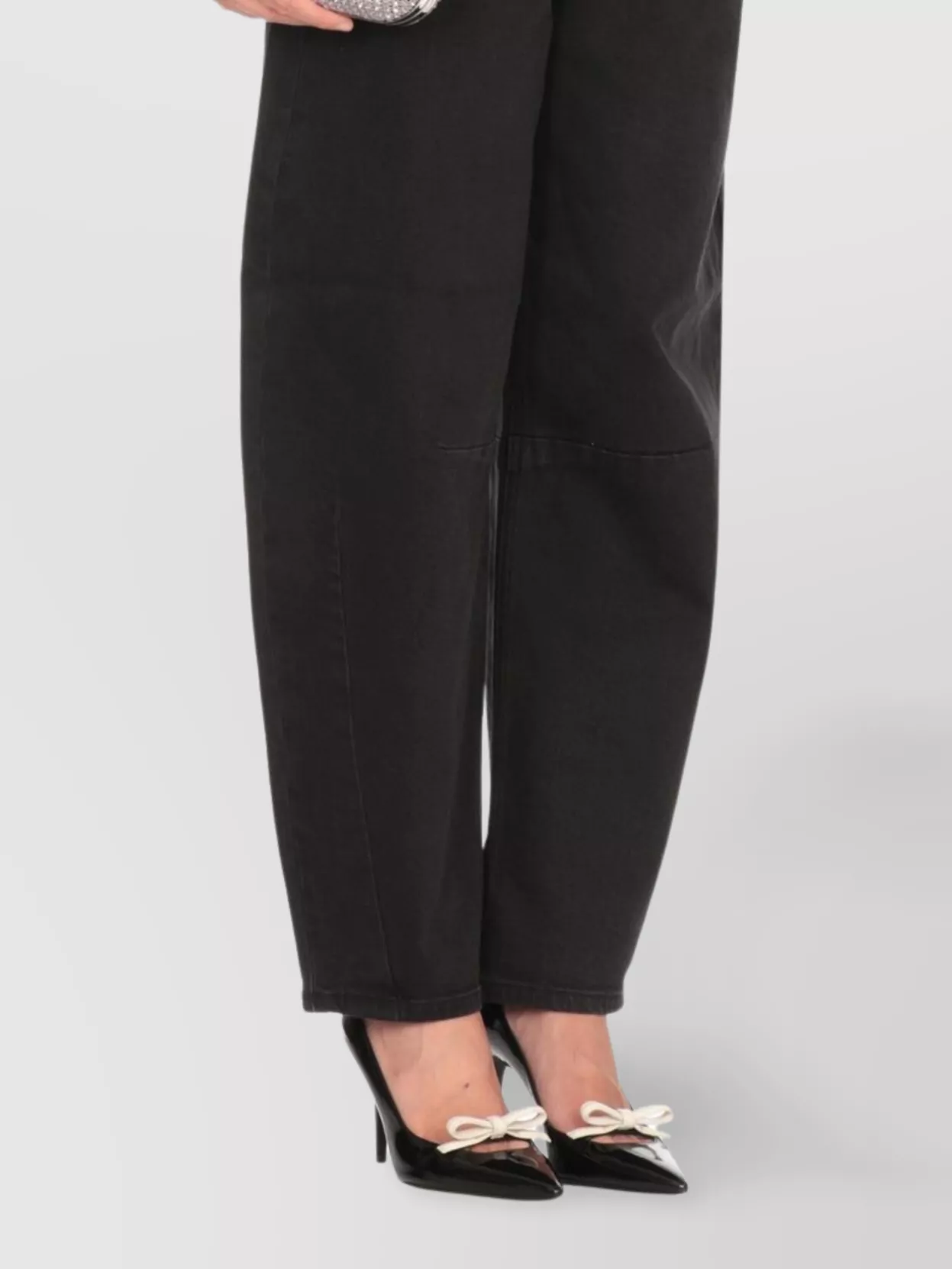Self-Portrait High Waist Wide Leg Cotton Jeans