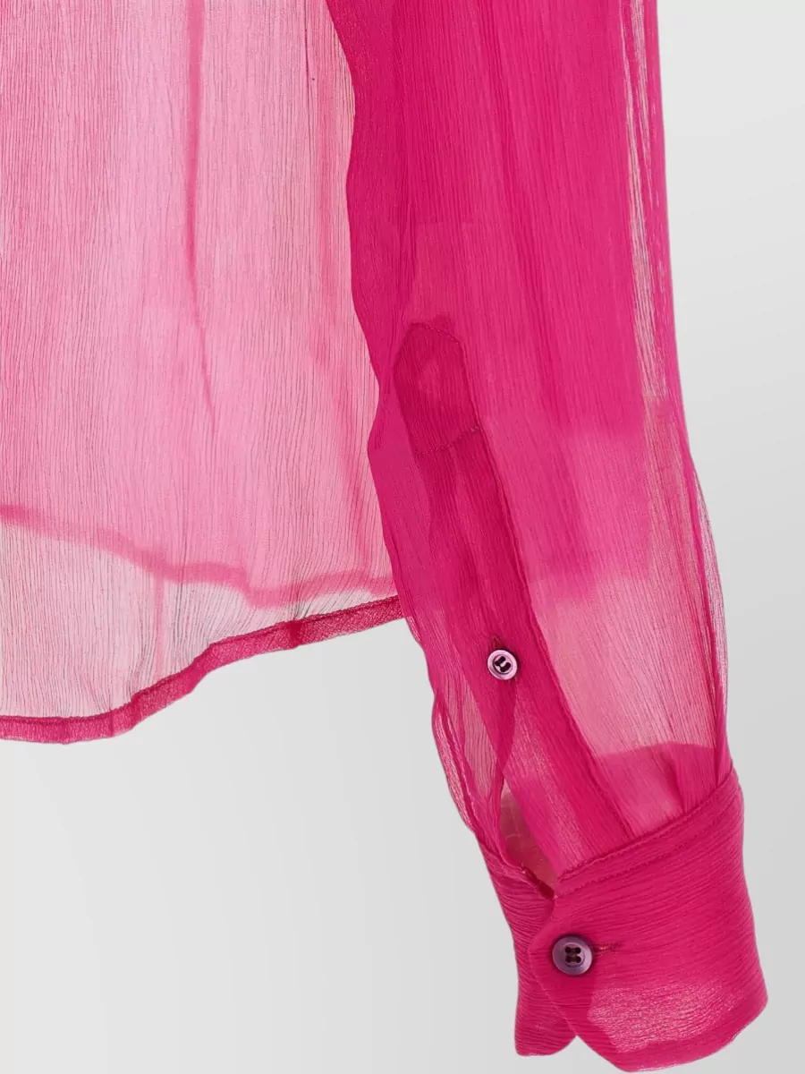 Dries Van Noten Silk Cloudy Asymmetric Long-Sleeve Shirt