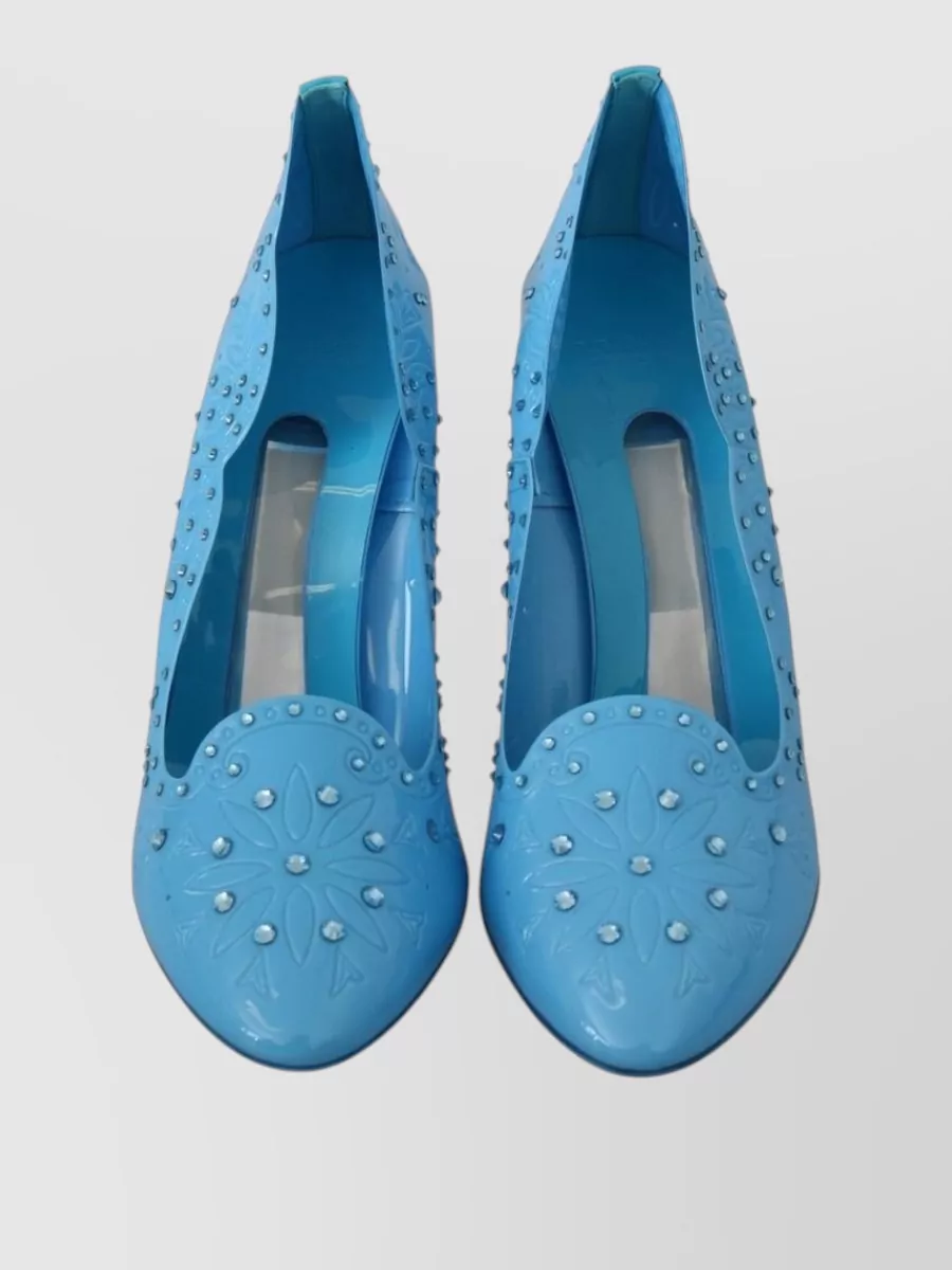 Dolce&Gabbana Leather Floral Crystal-Embellished Pumps