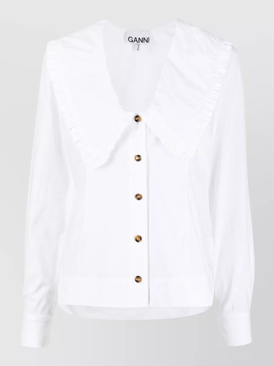 Ganni organic cotton peter pan collar blouse