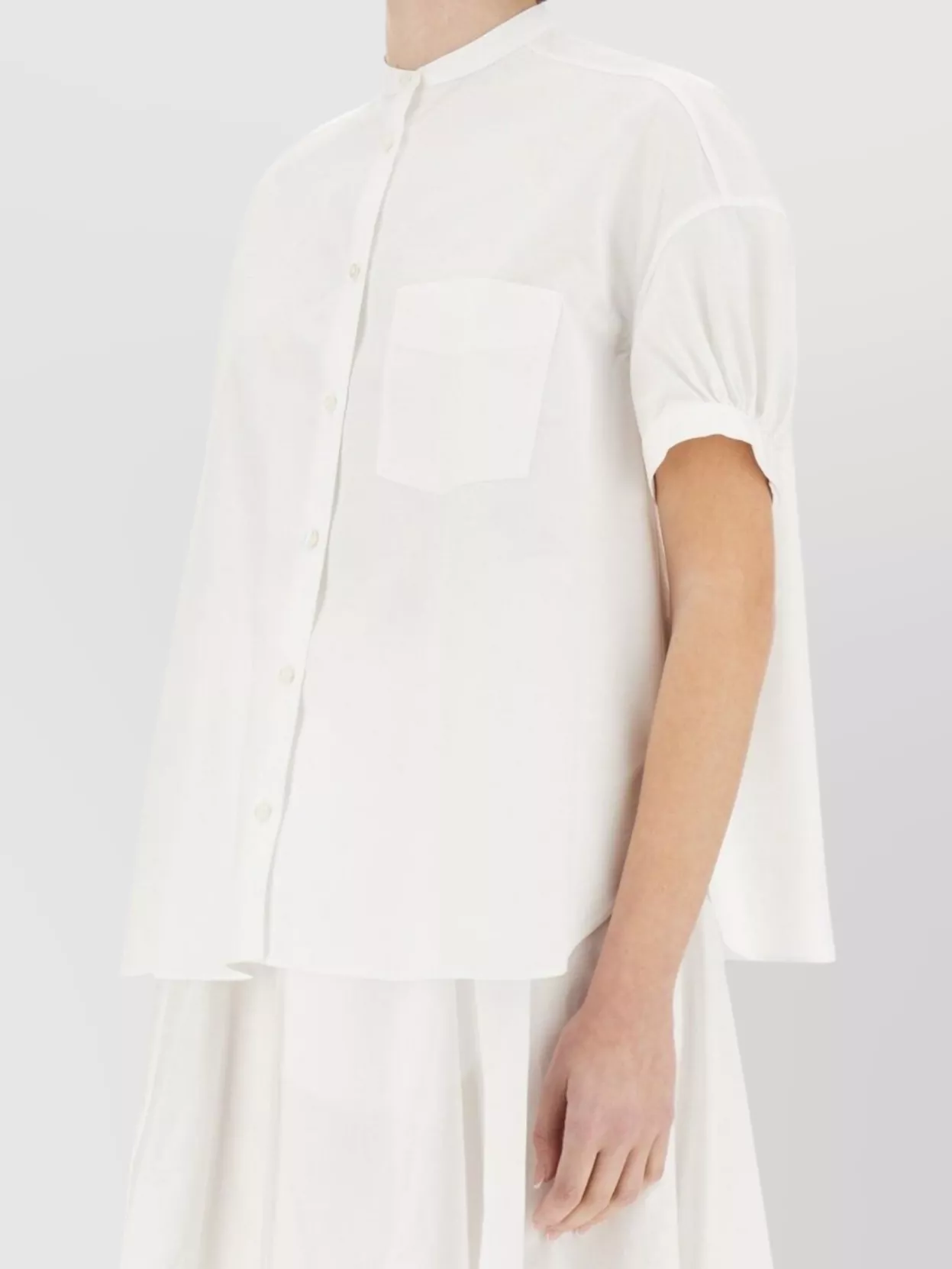 ASPESI SHORT SLEEVE COTTON SHIRT WITH BACK PLEAT 