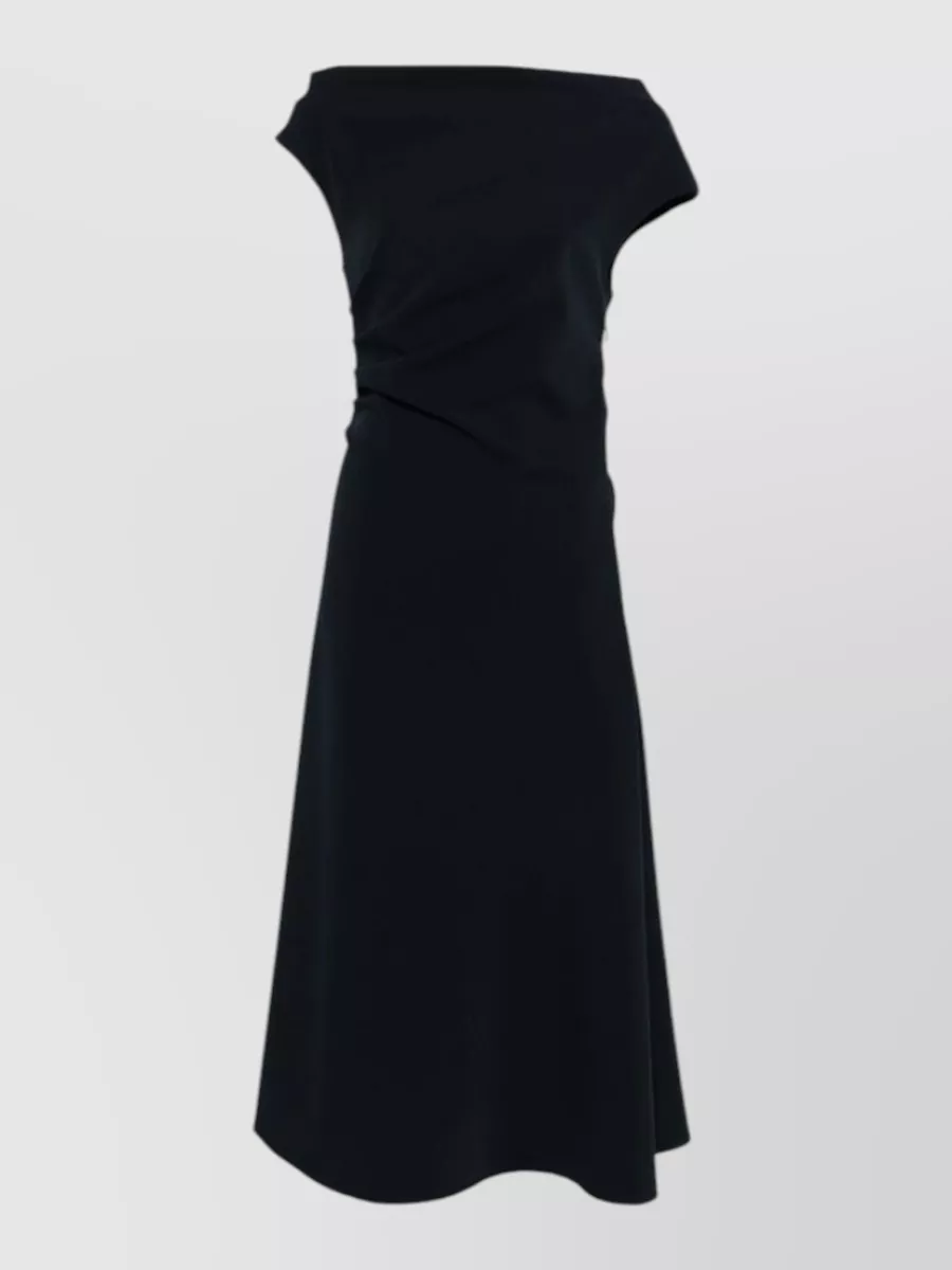 Parosh draped boat neck short sleeve midi dress