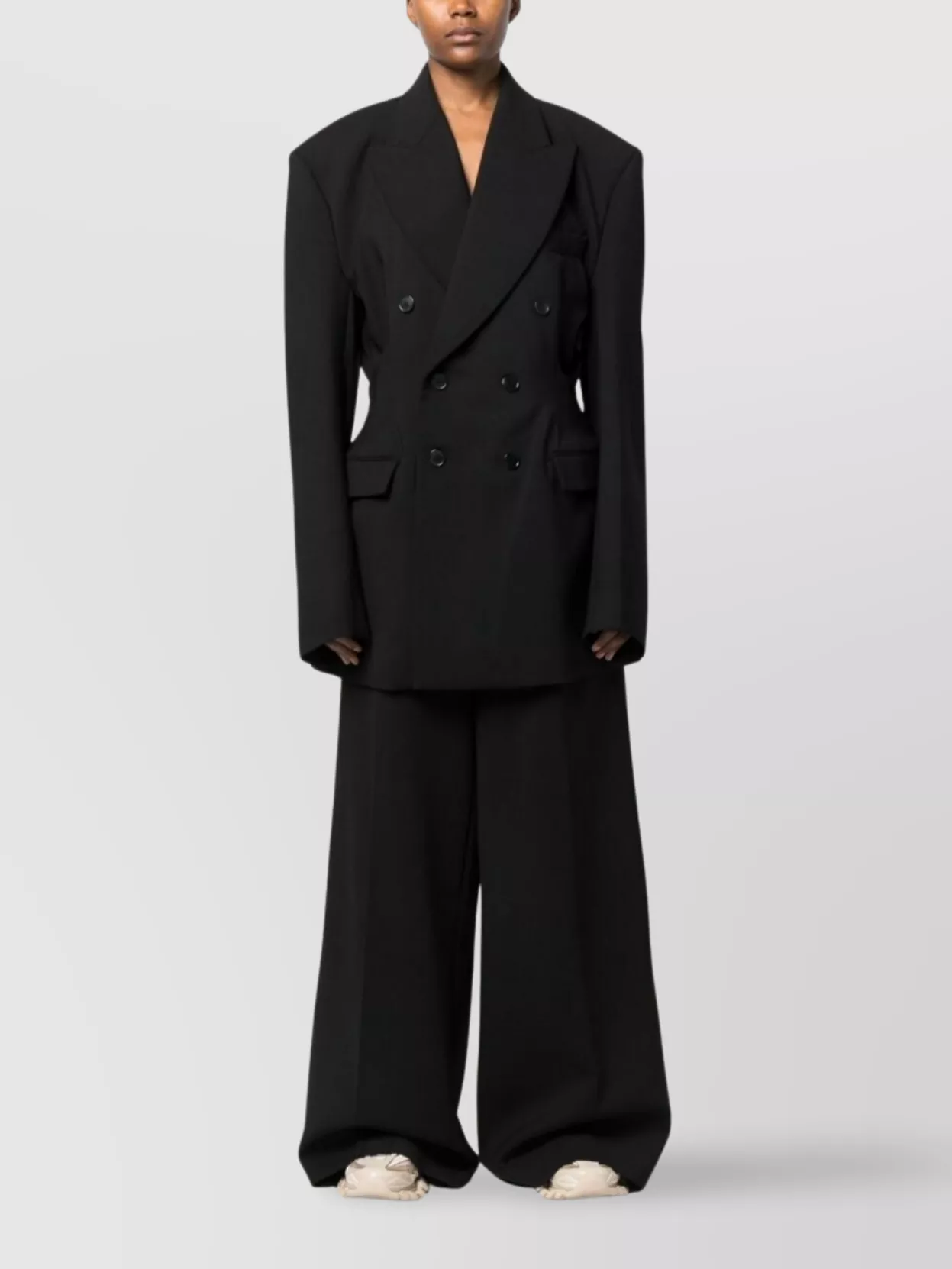 Vetements Tailored Blazer With Padded Shoulders And Pockets In Black