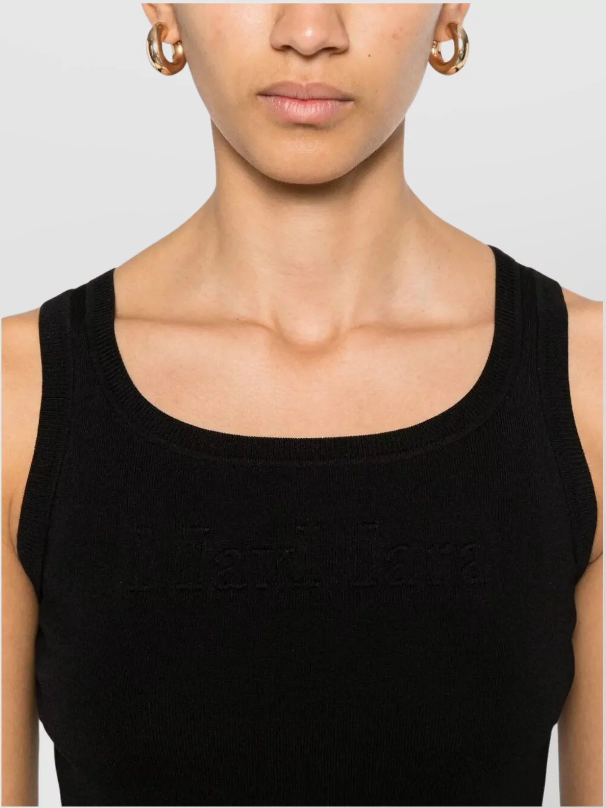 Max Mara Sleeveless Square Neck Ribbed Texture Top