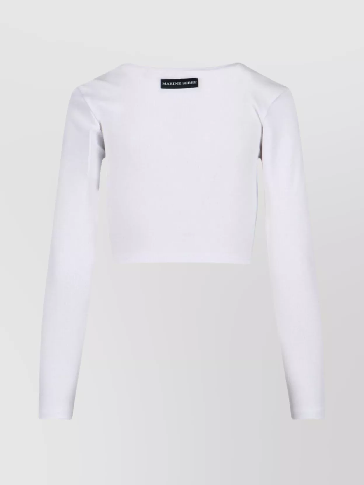 Marine Serre Short Sleeve Cropped Top With Scoop Neck In White