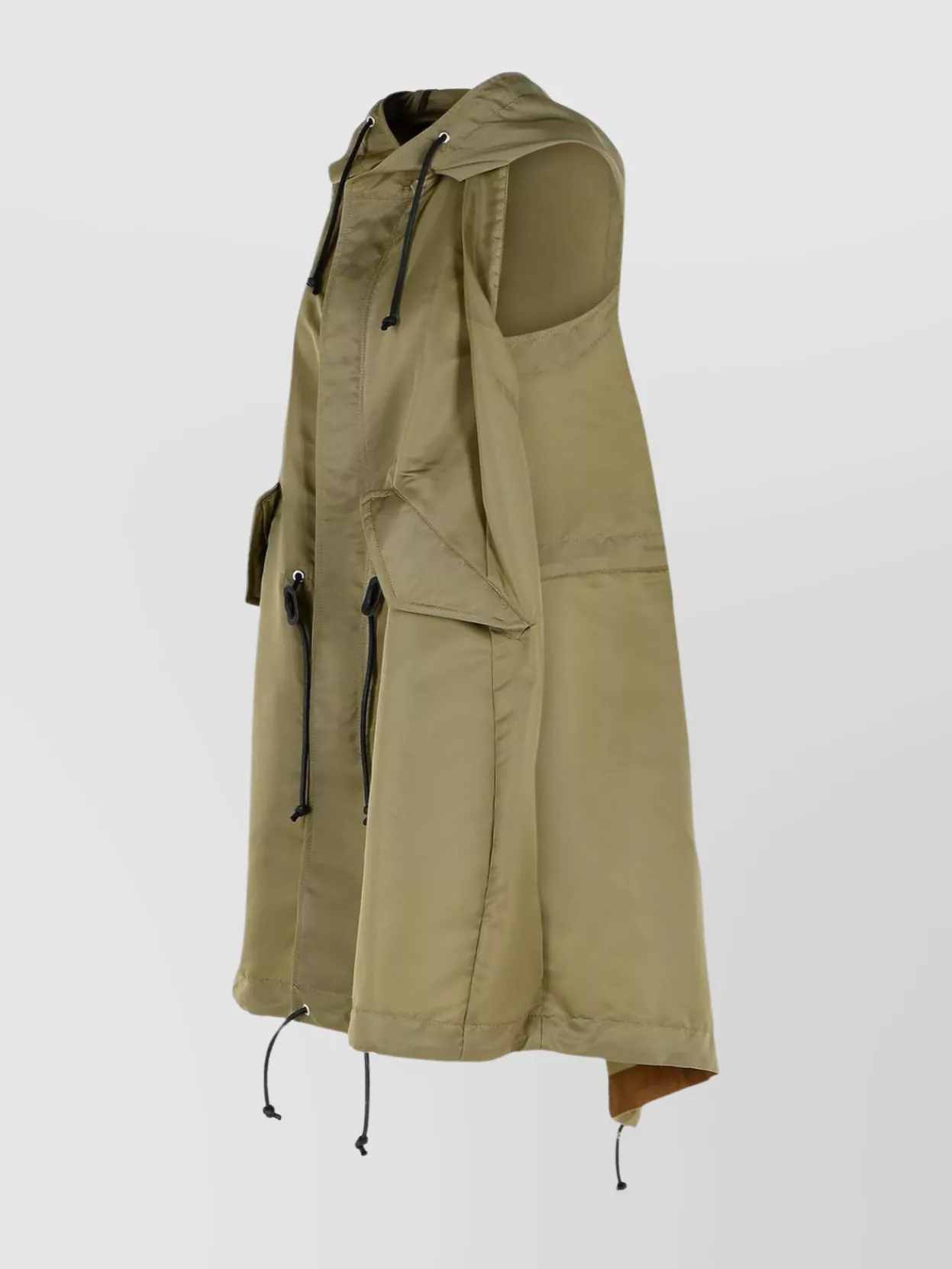 Sacai Sleeveless Hooded Knitwear With Drawstring And Front Pockets