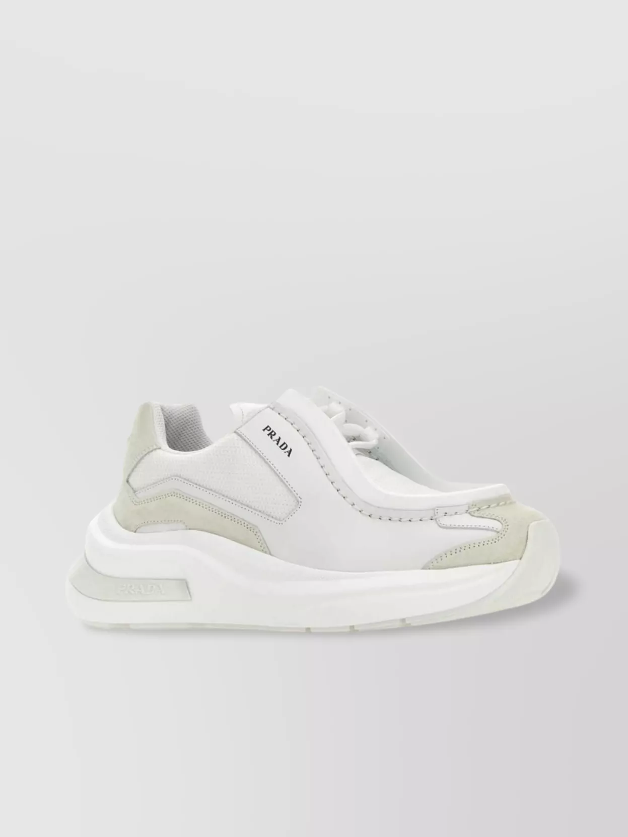 Shop Prada Systeme Low-top Round Toe Sneakers