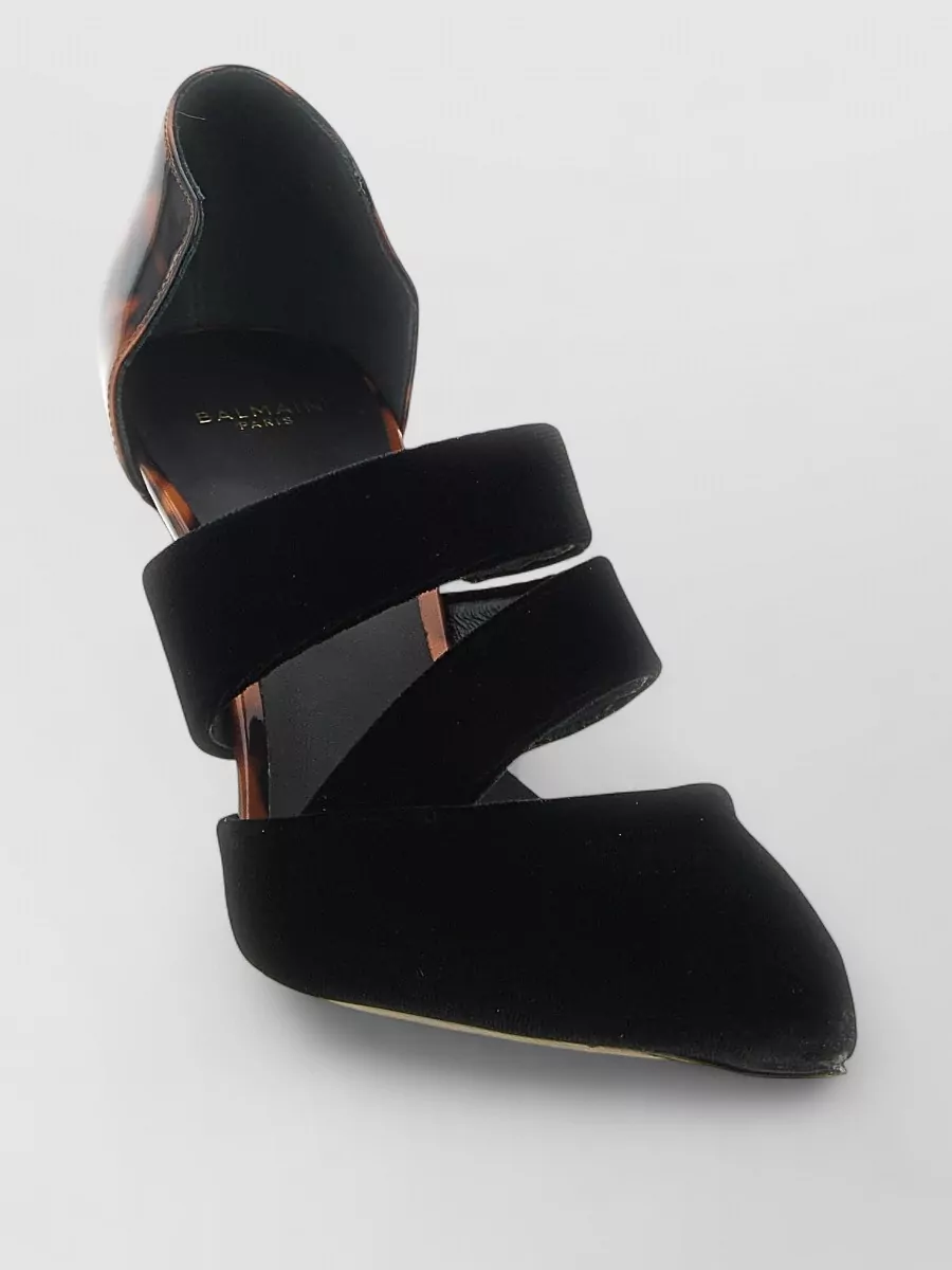 Balmain Velvet Asymmetric Pumps