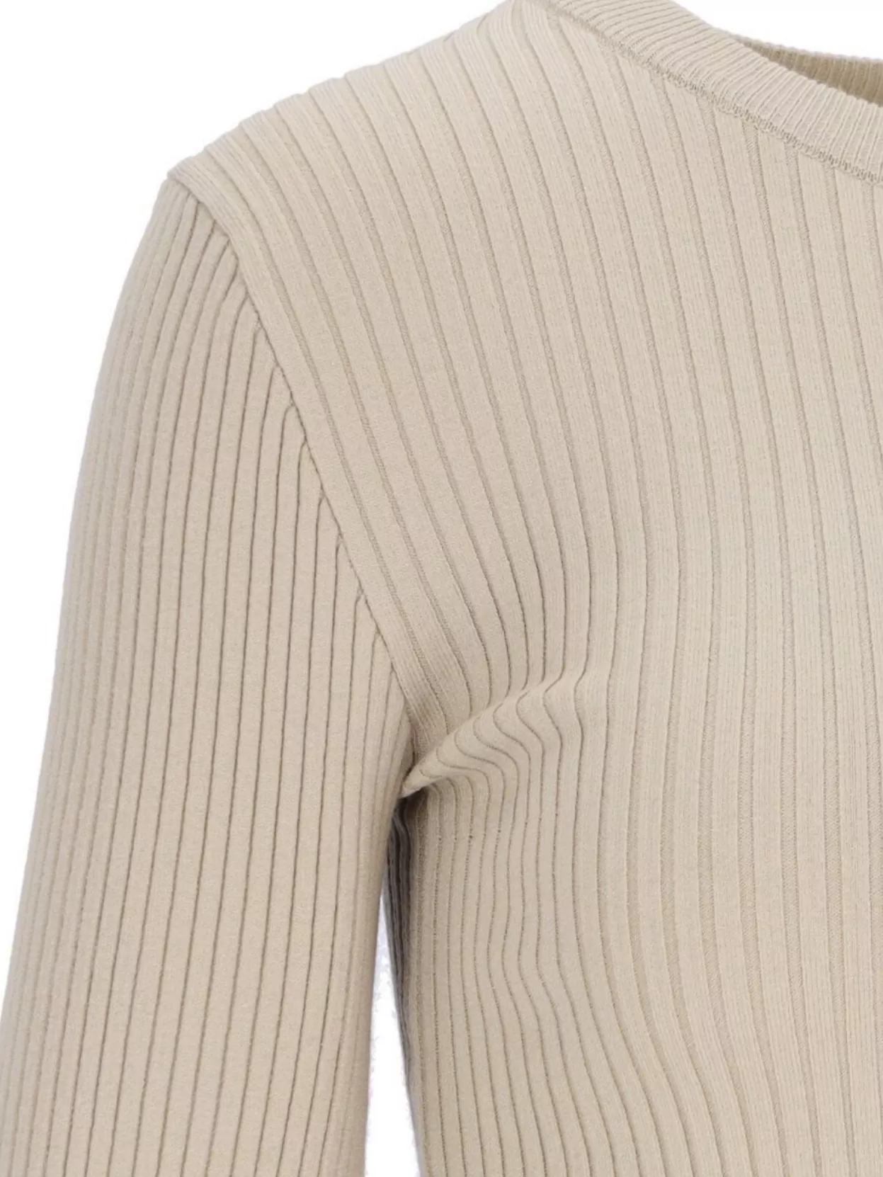 Courrèges Ribbed Crewneck Knitwear With Shoulder Button Detail