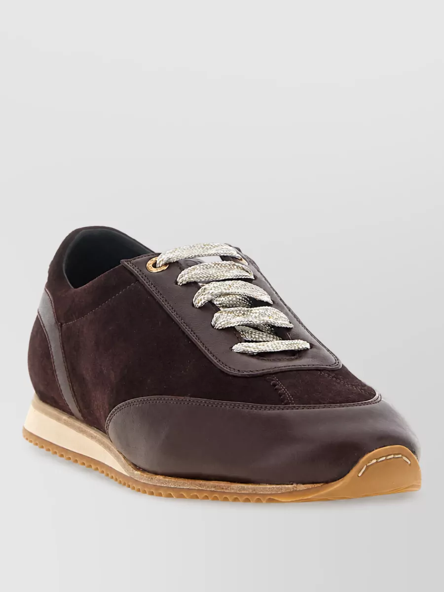 Agnona suede leather lace-up sneakers