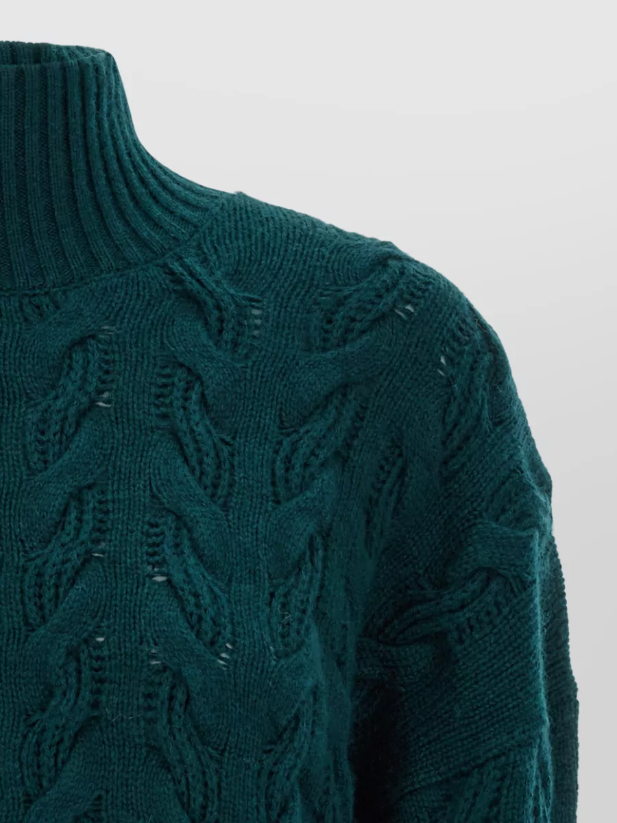 S Max Mara Cashmere wool cable-knit high-neck cropped jumper