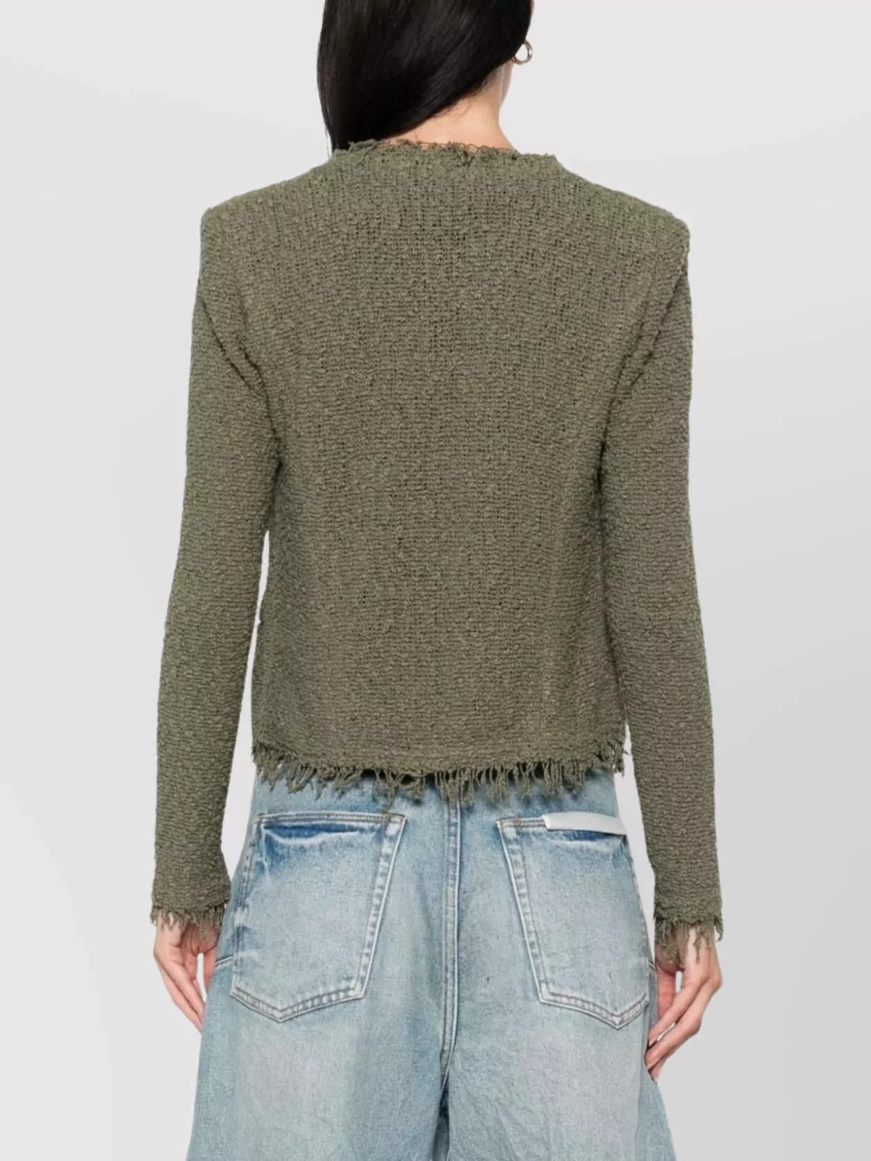 Iro Cotton Jacket With Frayed Edges And Tweed Texture