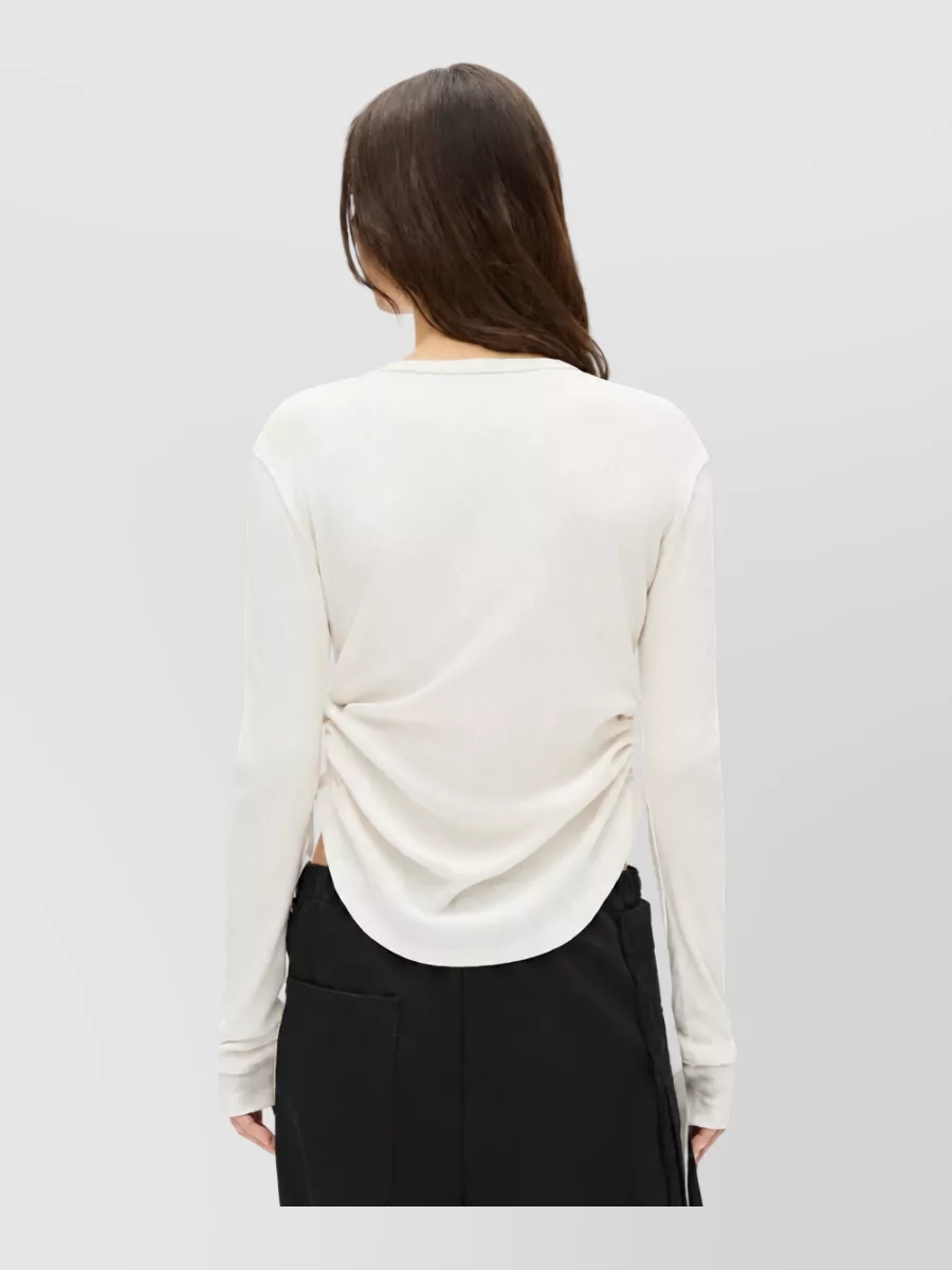 Ann Demeulemeester Cotton Ribbed Cropped Long-Sleeve Top