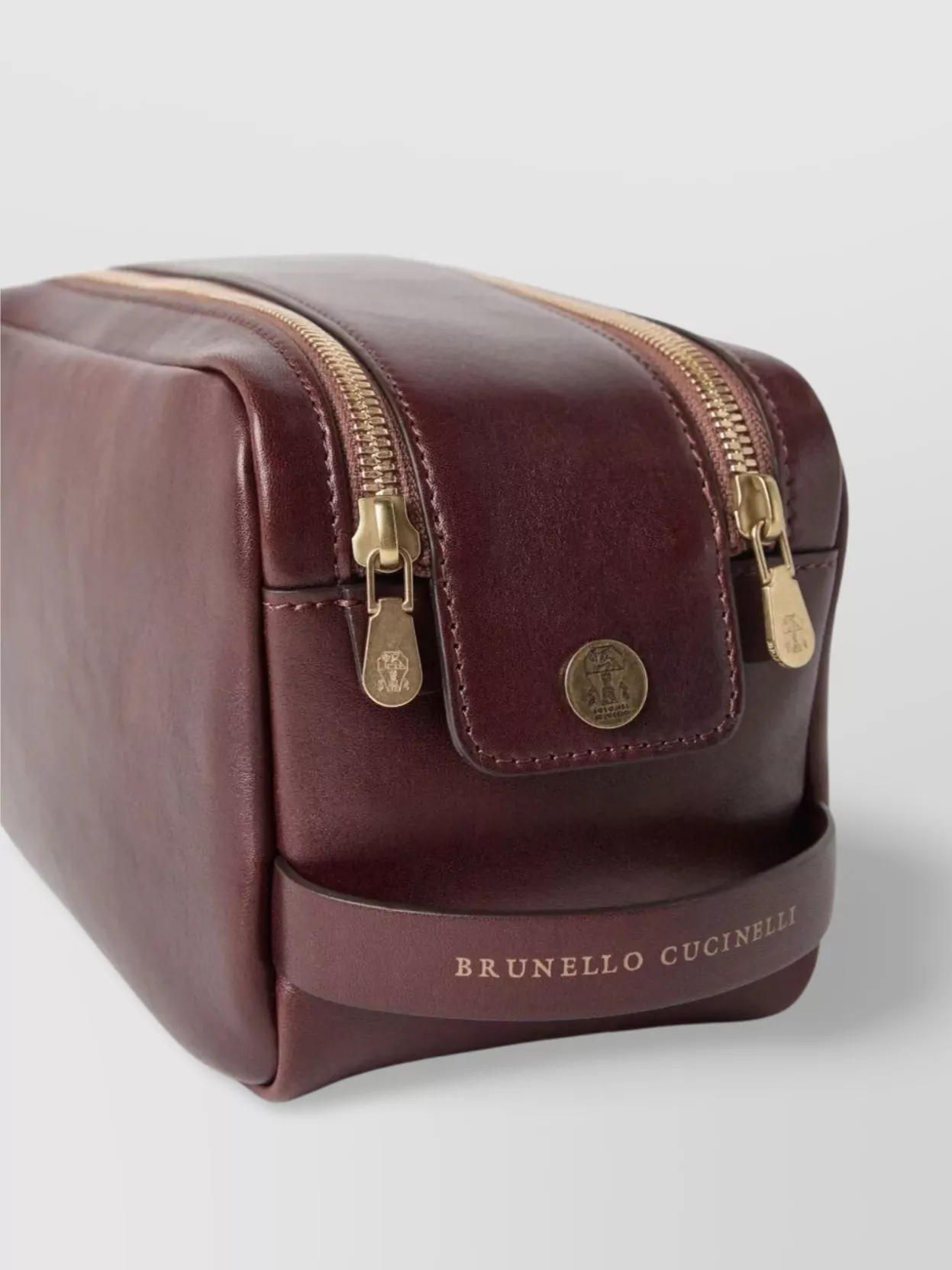 Brunello Cucinelli Calfskin Double Zip Toiletry Bag