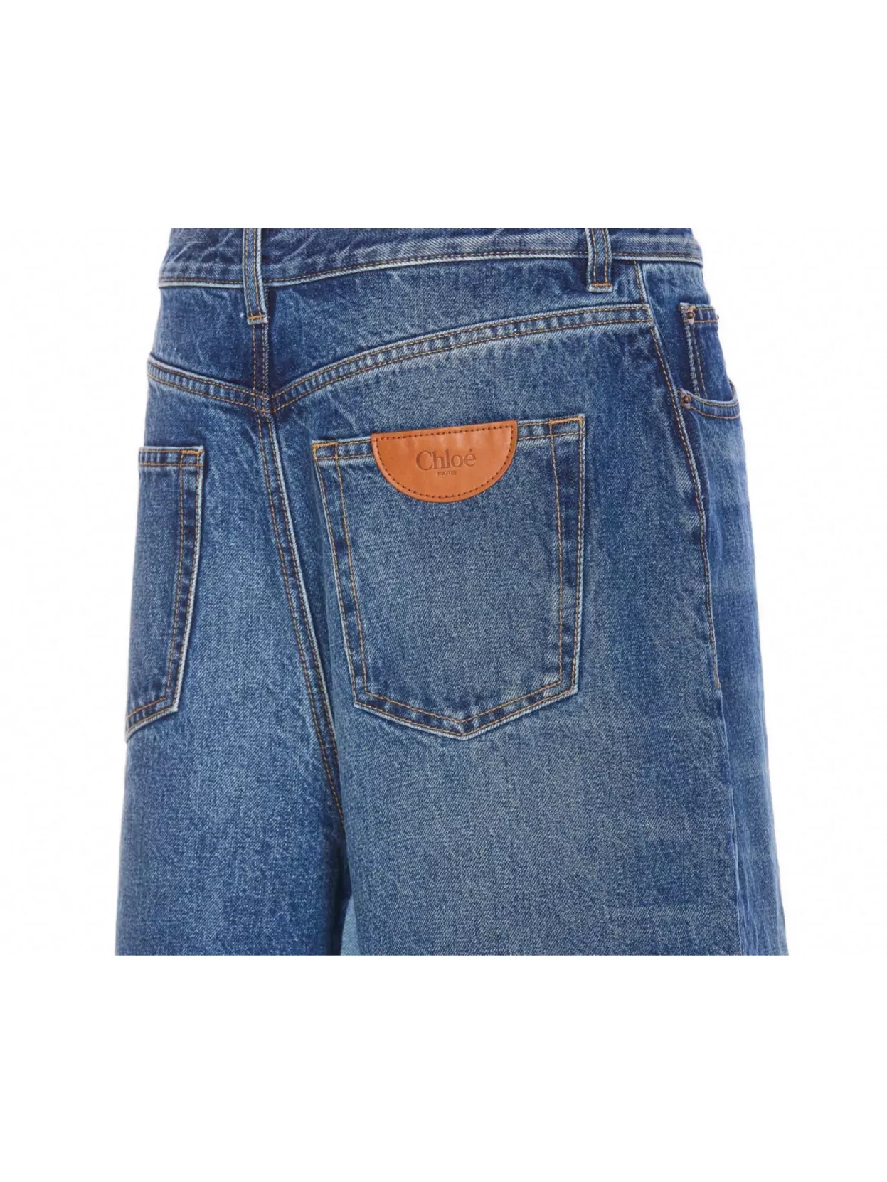 Chloé Denim Jeans With Contrast Stitching And Frayed Hem
