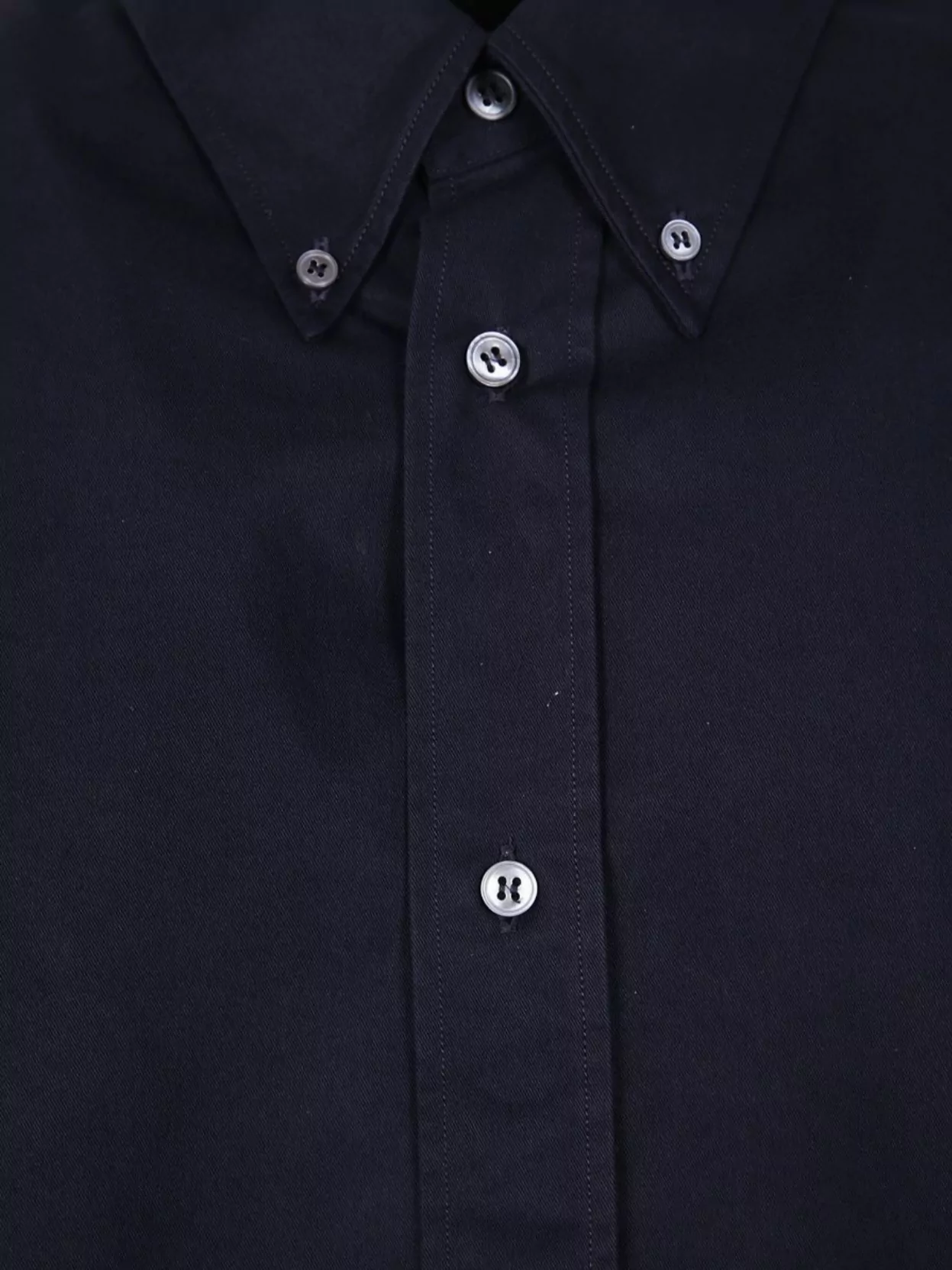 Studio Nicholson Collared Shirt With Buttoned Cuffs And Curved Hem In Blue