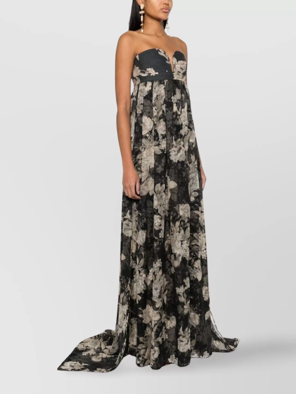 Max Mara Floral Print Cotton Long Dress