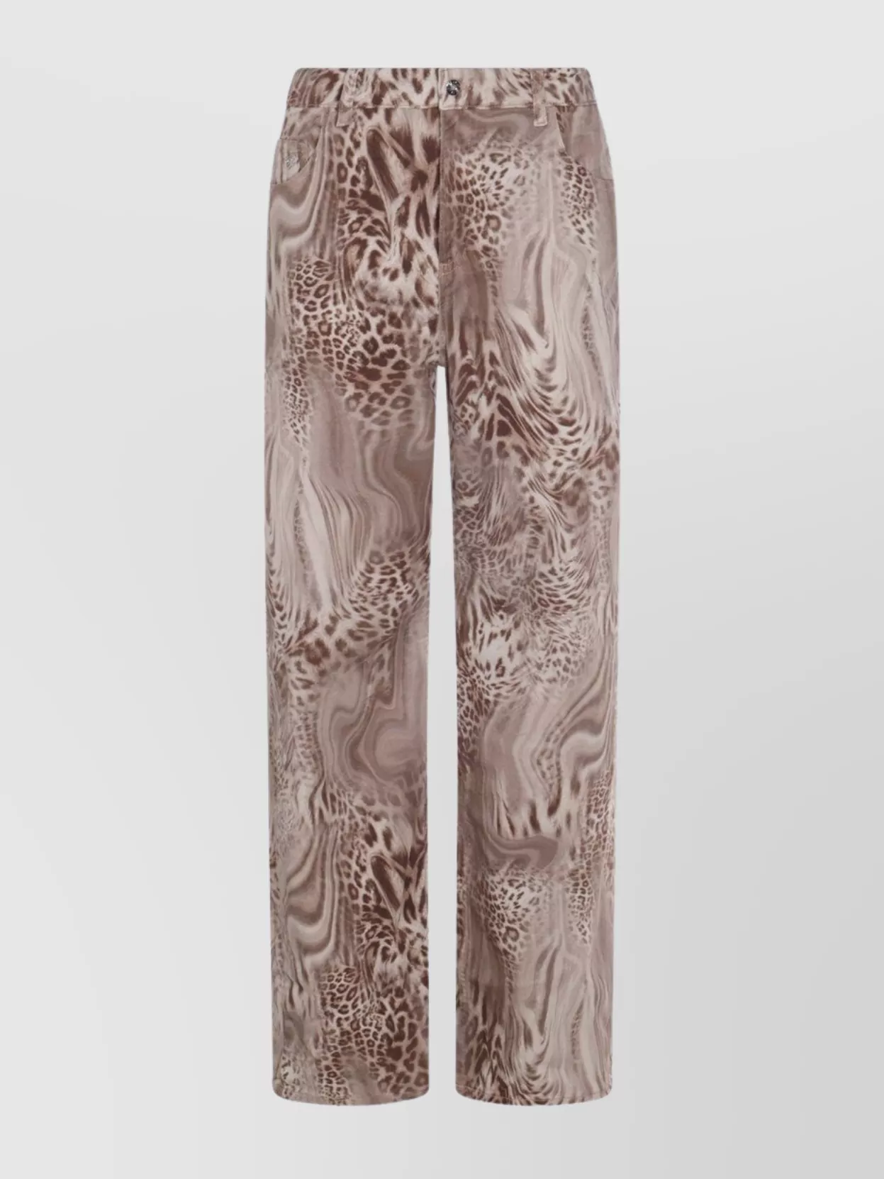 BLUMARINE ANIMAL PRINT ELASTIC WAISTBAND WIDE LEG TROUSERS