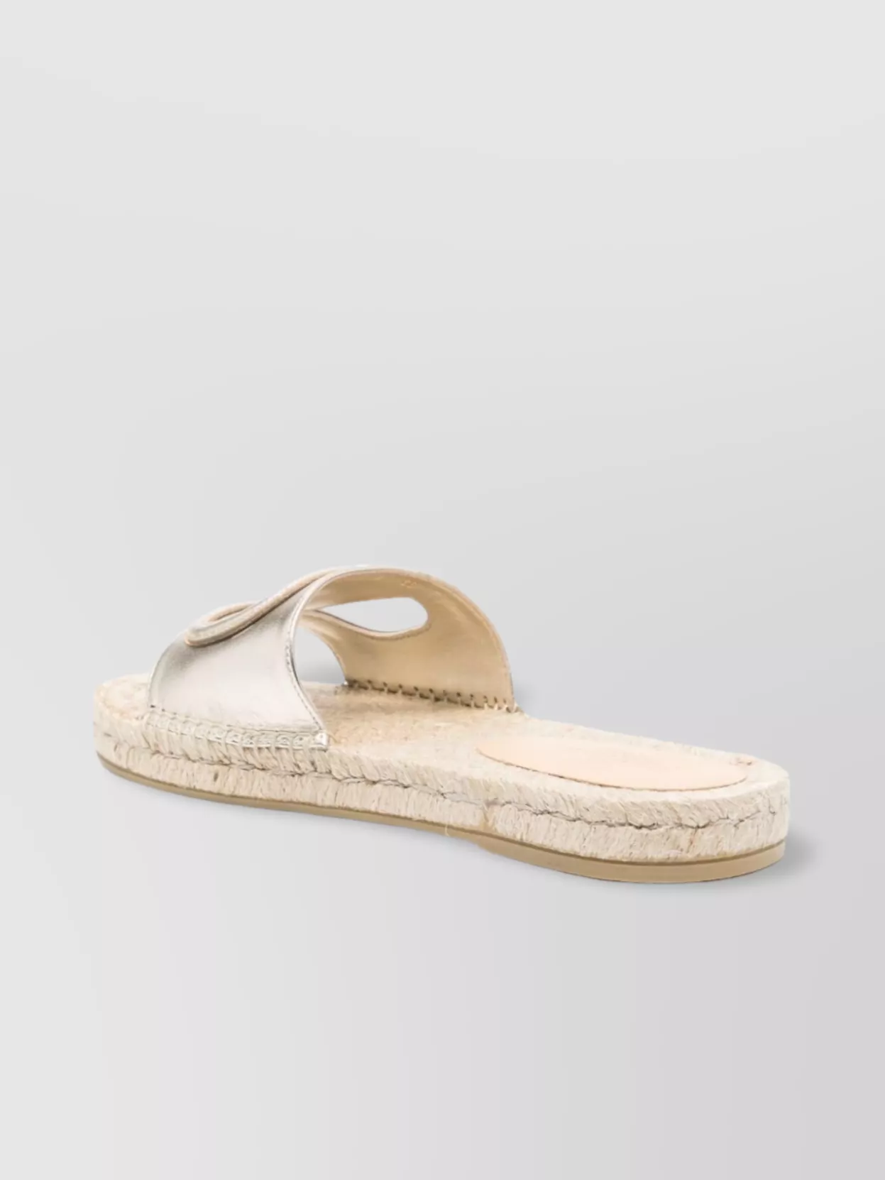 Valentino Garavani Logo Cut-Out Metallic Espadrille Slides