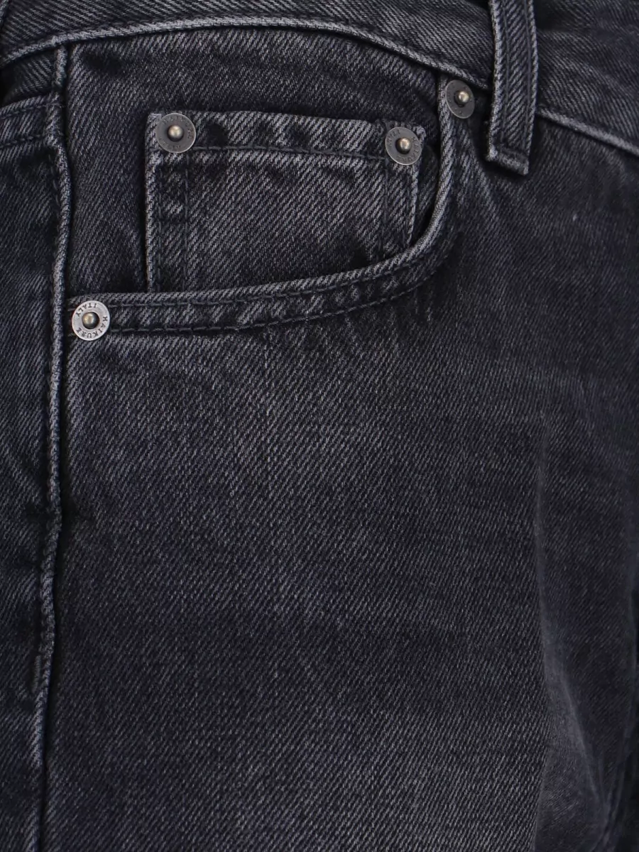 Haikure Straight Trousers Five Pocket Belt Loops Rivets