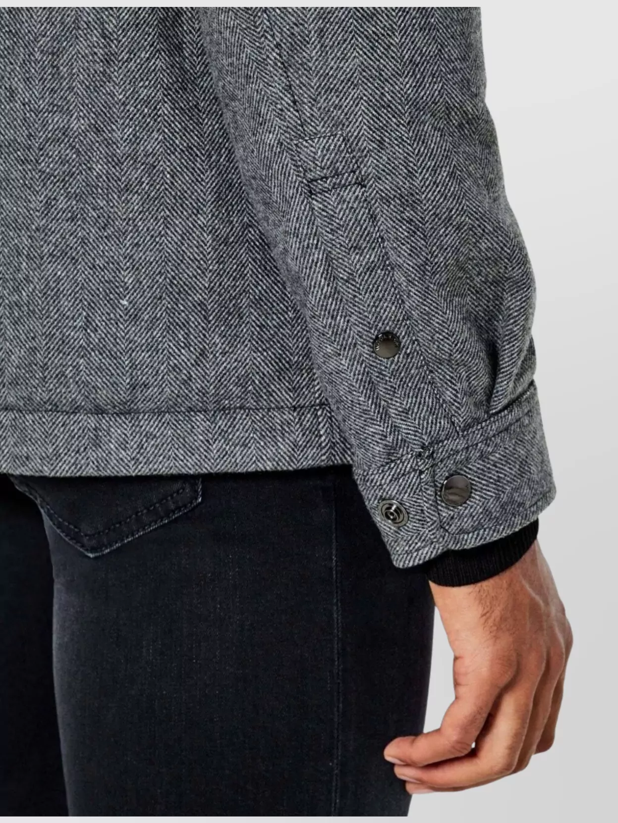 Woolrich Brand Emblem Herringbone Coat With Front Pockets