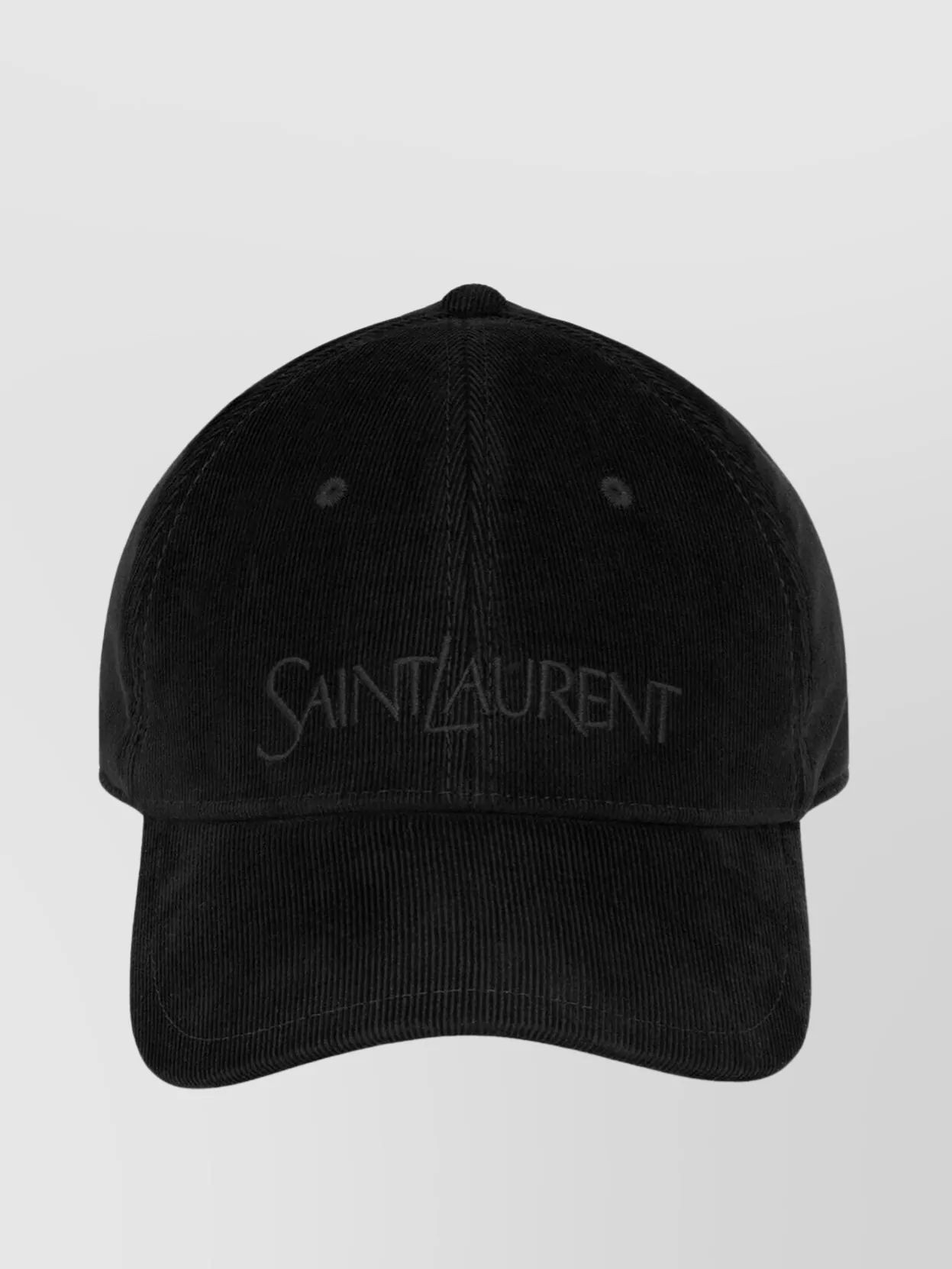 Saint Laurent Embroidered Vintage Cap With Curved Brim In Black